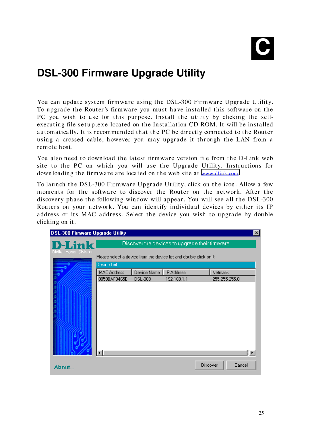 D-Link manual DSL-300 Firmware Upgrade Utility 