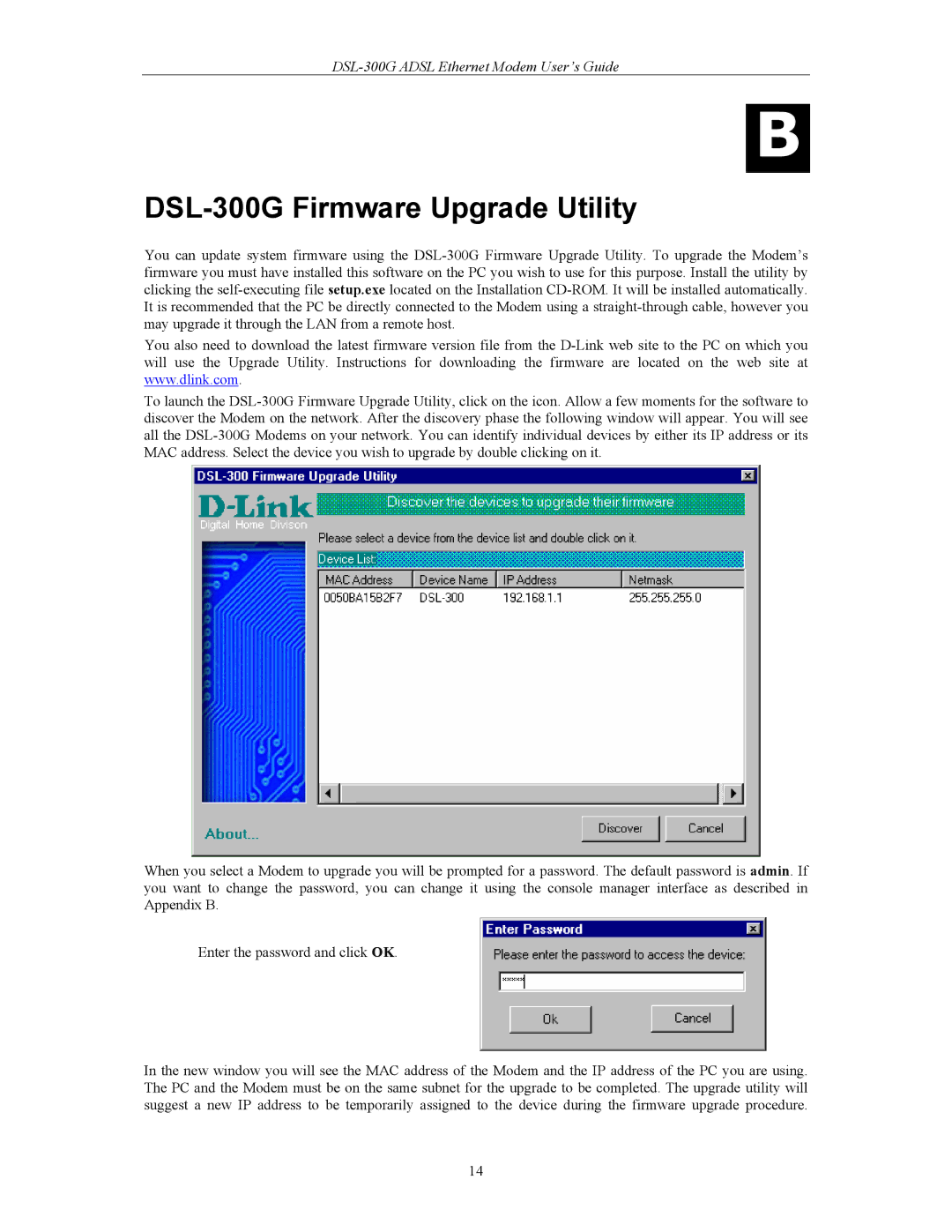 D-Link DSL-300CV manual DSL-300G Firmware Upgrade Utility 