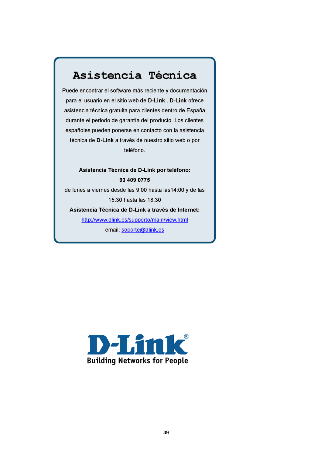 D-Link DSL-300T manual Asistencia Técnica 