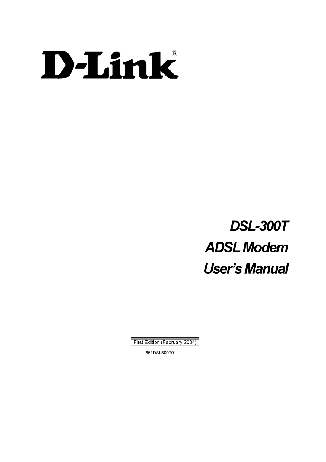 D-Link user manual DSL-300T Adsl Modem User’s Manual 