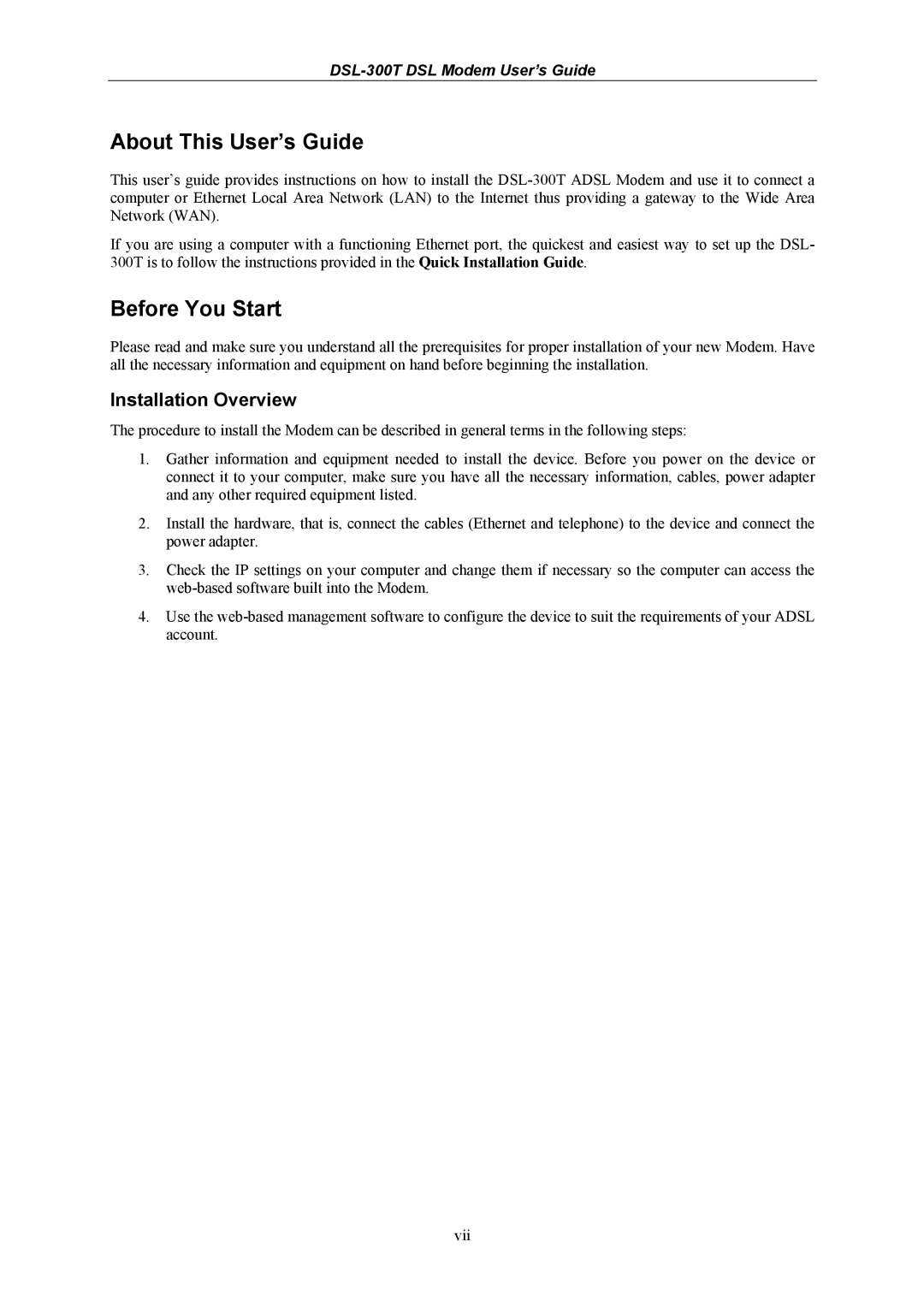 D-Link DSL-300T user manual About This User’s Guide, Before You Start, Installation Overview 