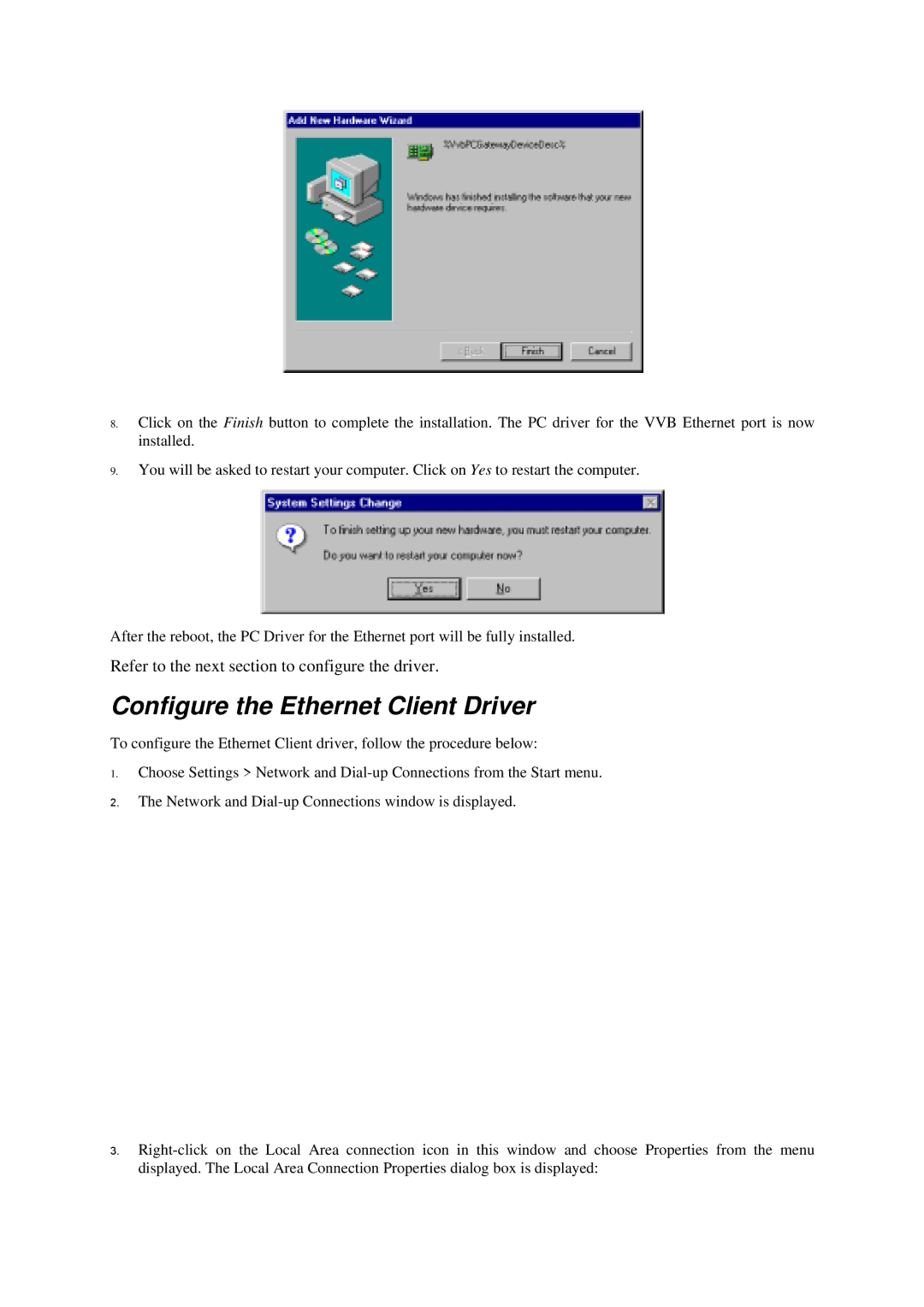 D-Link DSL-302G manual Configure the Ethernet Client Driver 