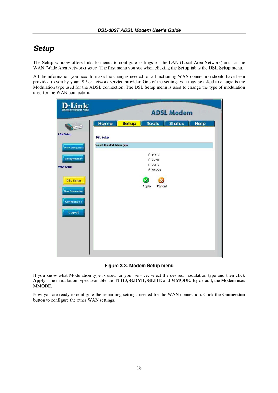 D-Link DSL-302T user manual Setup 