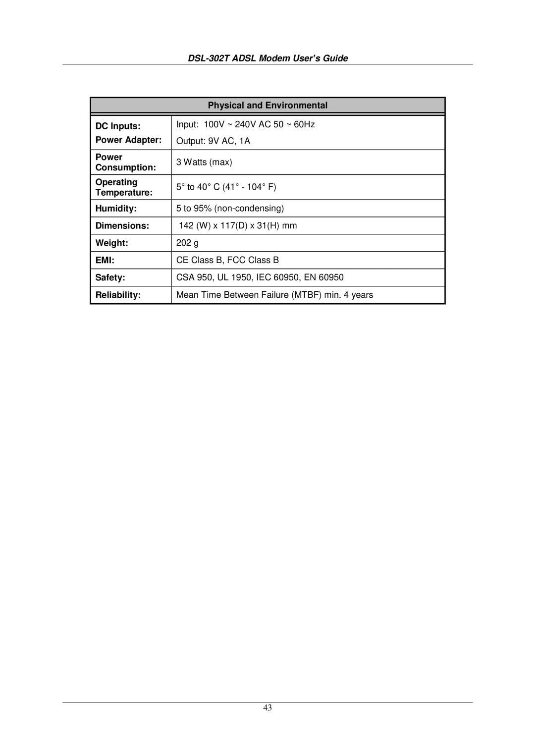 D-Link DSL-302T user manual Emi 