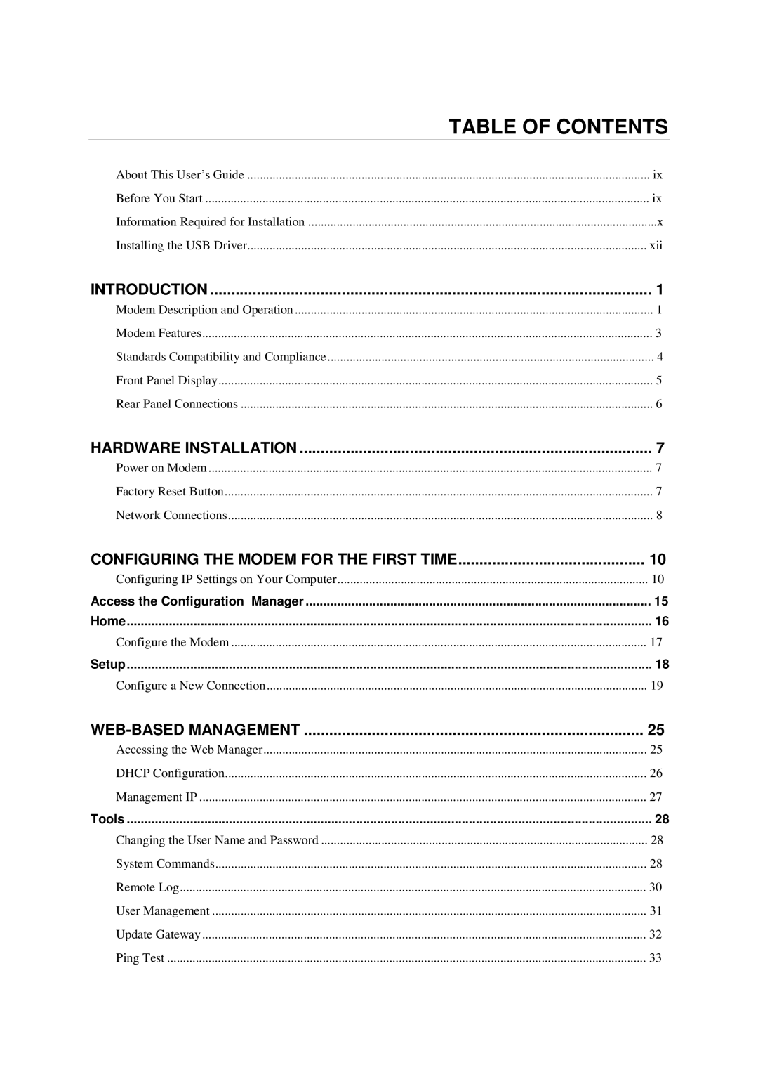 D-Link DSL-302T user manual Table of Contents 