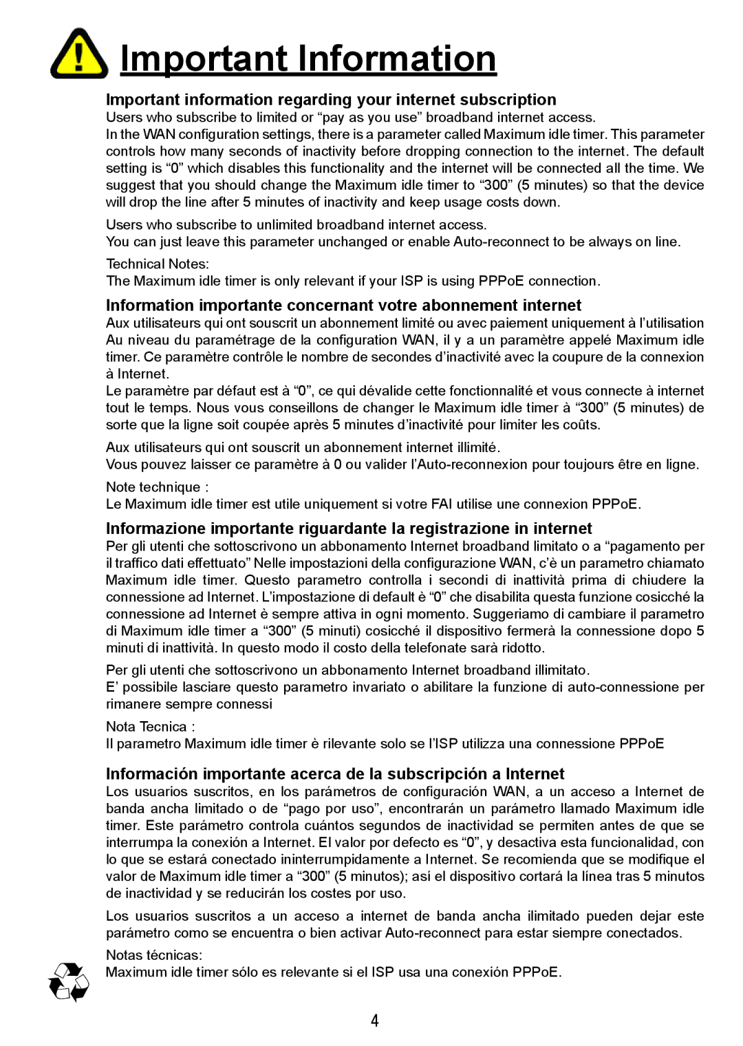 D-Link DSL-321B manual Important Information, Important information regarding your internet subscription 