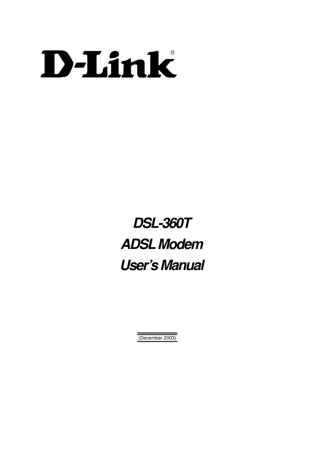 D-Link user manual DSL-360T Adsl Modem User’s Manual 