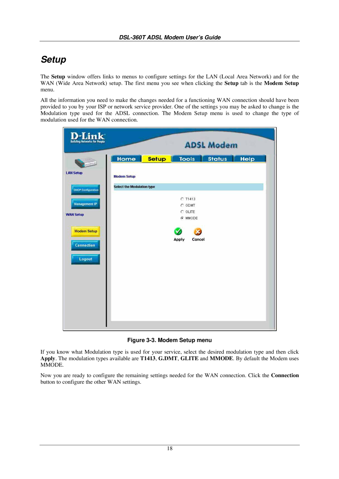 D-Link DSL-360T user manual Setup 