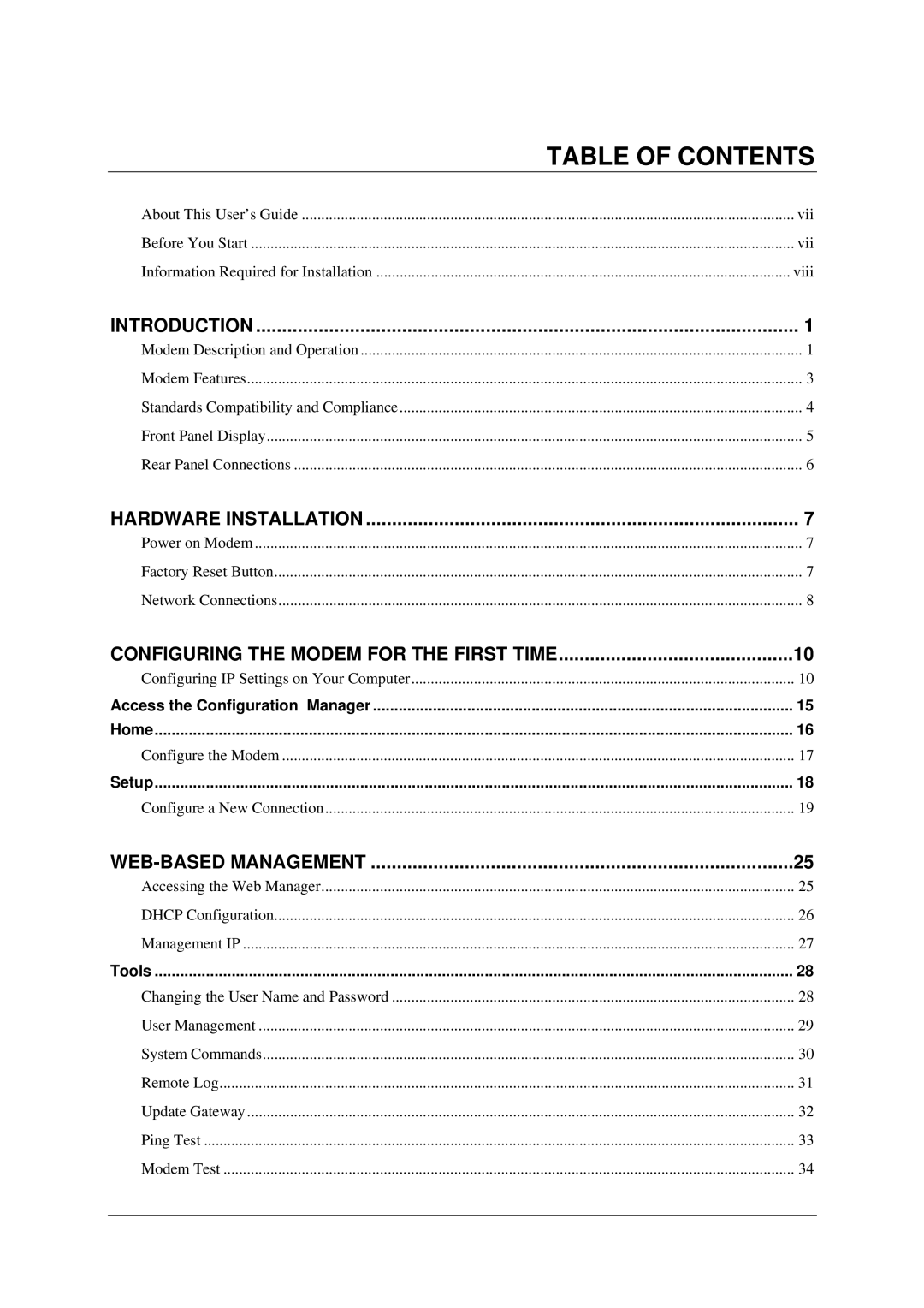 D-Link DSL-360T user manual Table of Contents 