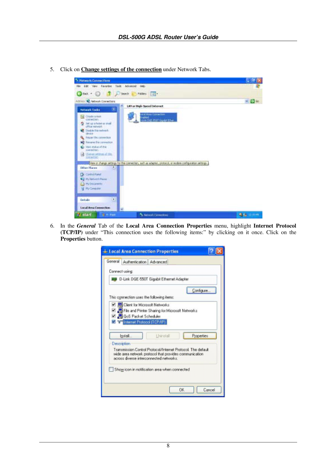 D-Link manual DSL-500G Adsl Router User’s Guide 