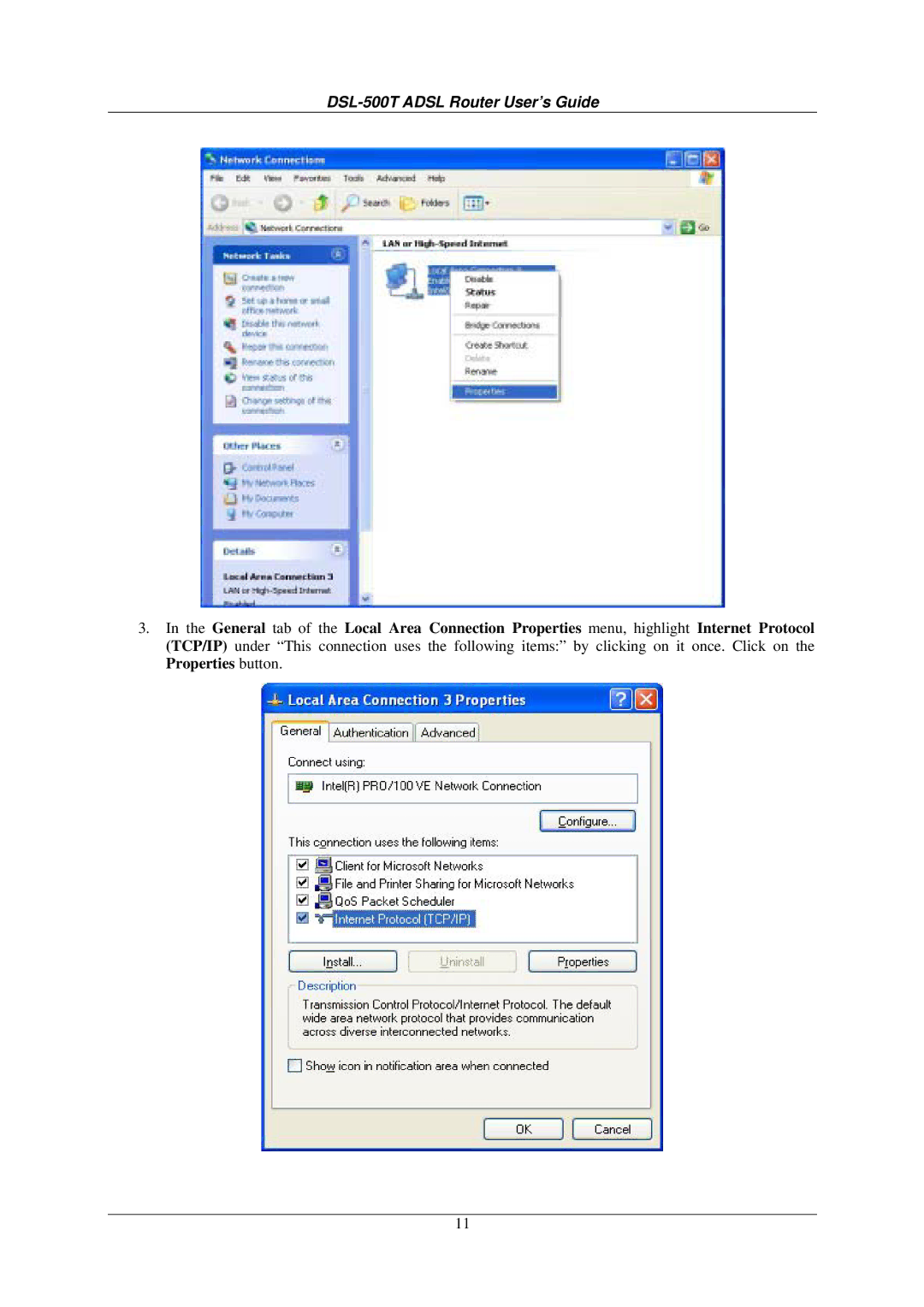 D-Link manual DSL-500T Adsl Router User’s Guide 