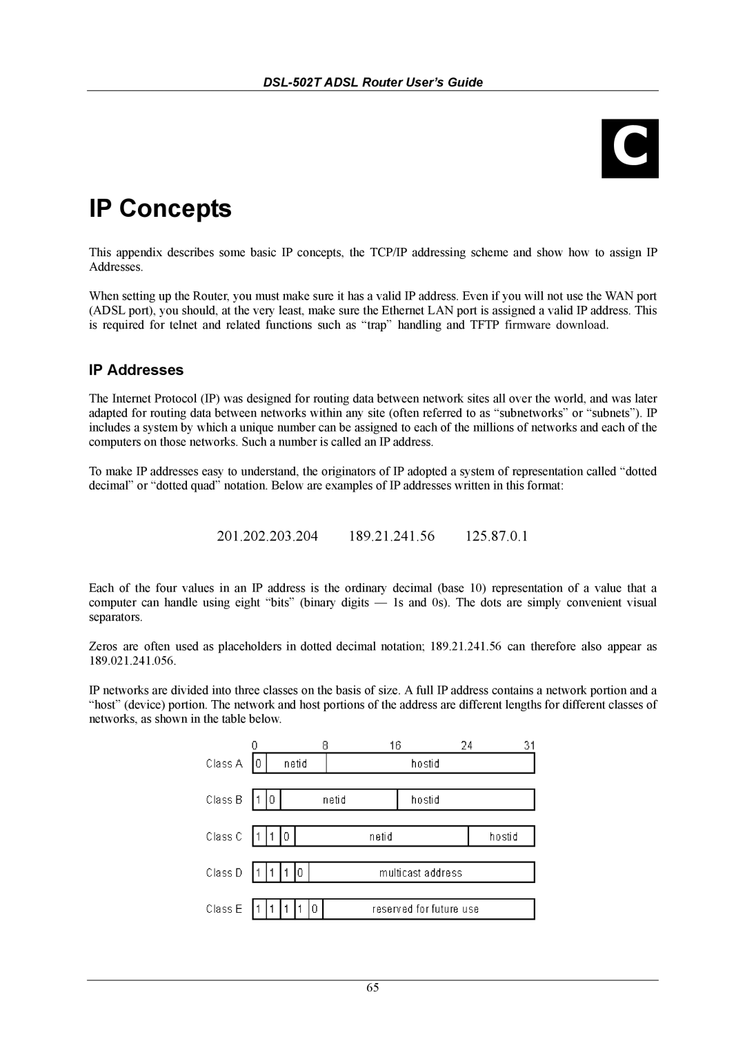 D-Link DSL-502T manual IP Concepts, IP Addresses 