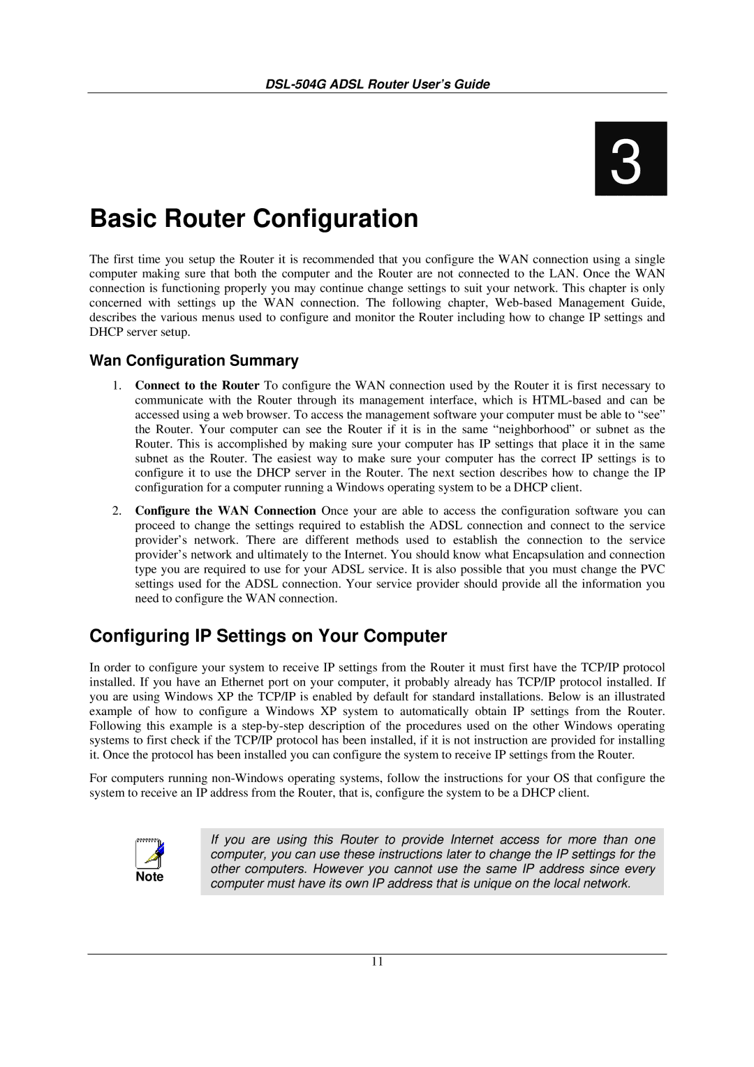 D-Link DSL-504G manual Configuring IP Settings on Your Computer, Wan Configuration Summary 