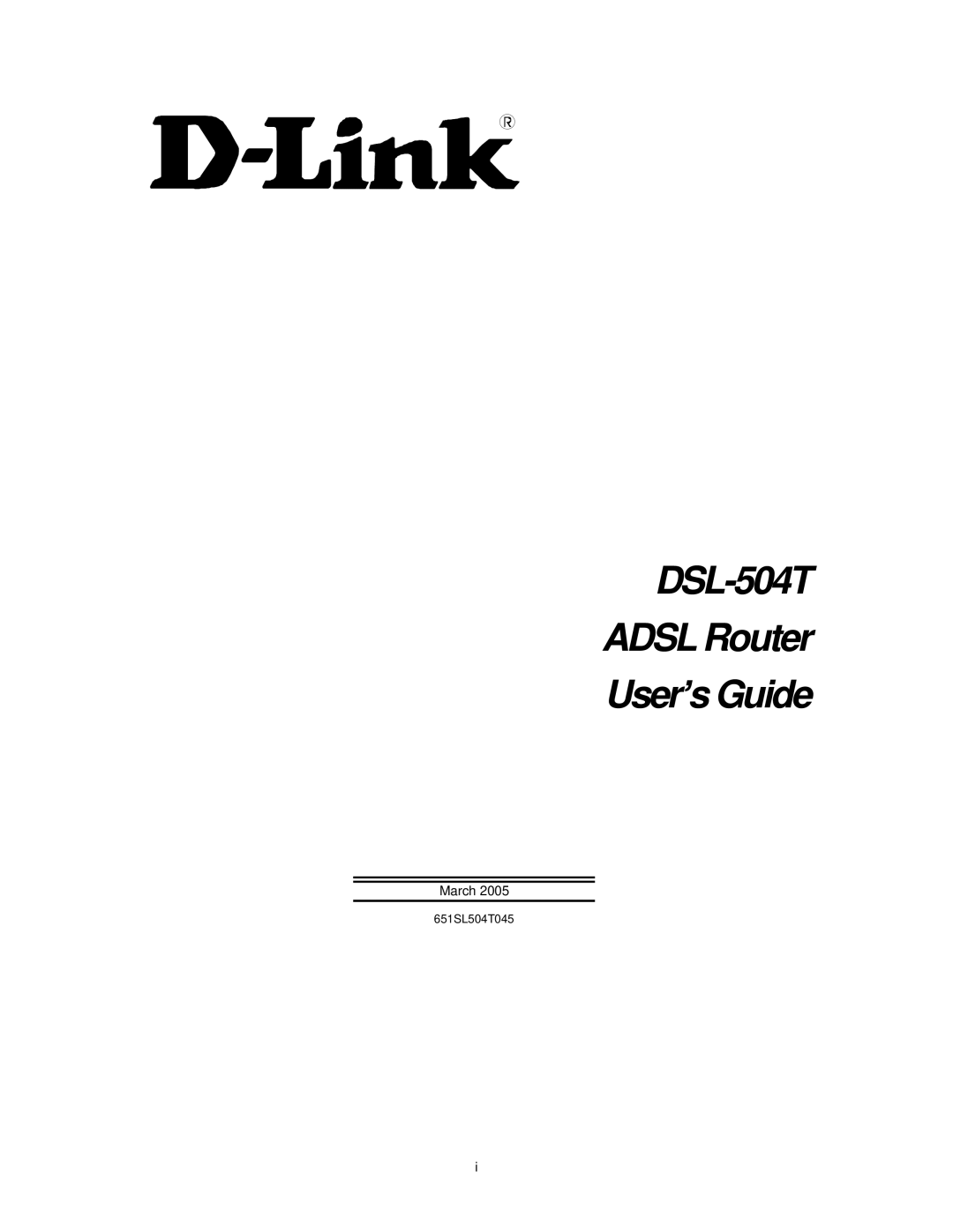 D-Link manual DSL-504T Adsl Router User’s Guide 