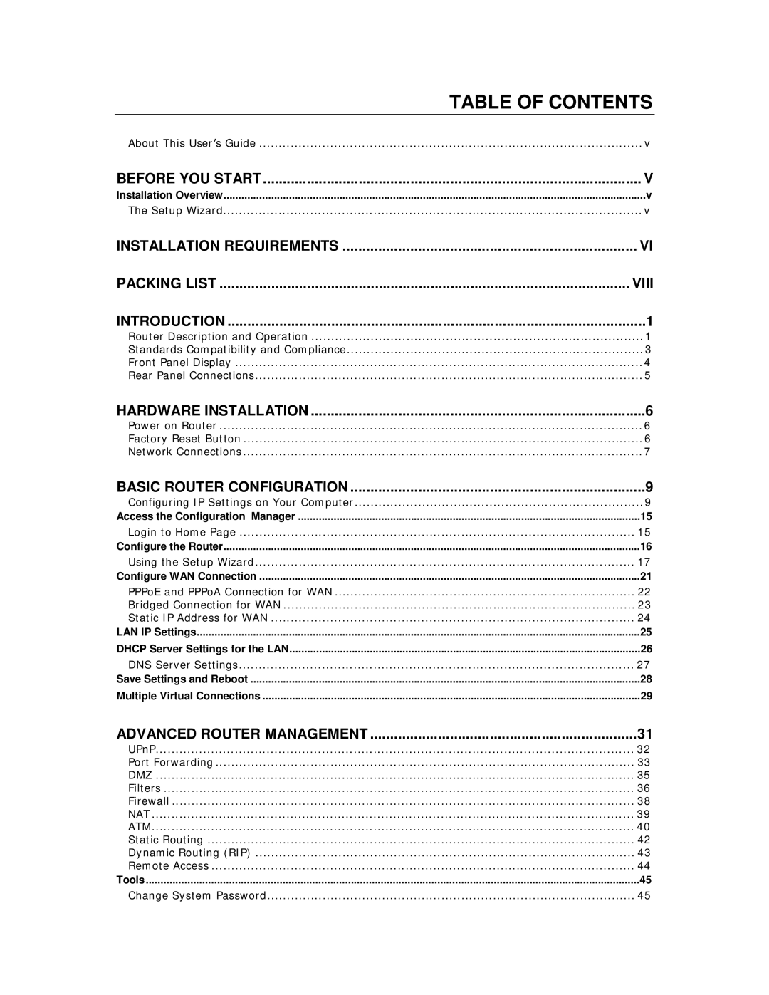 D-Link DSL-504T manual Table of Contents 