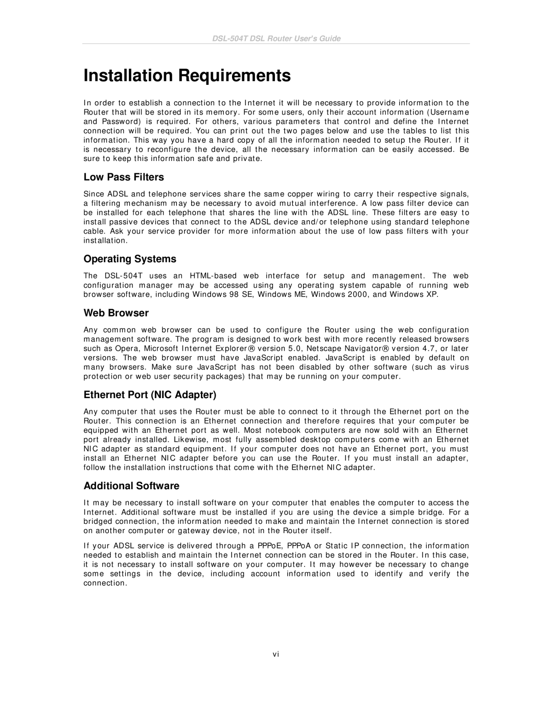 D-Link DSL-504T manual Installation Requirements 