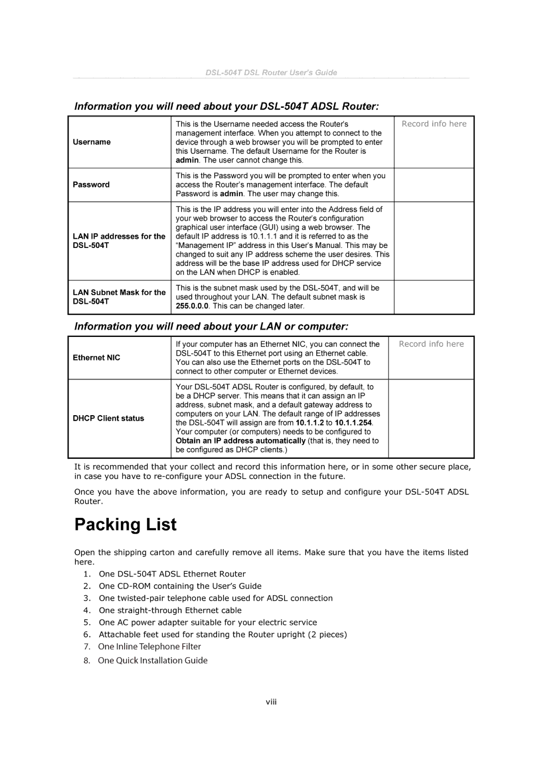 D-Link DSL-504T manual 