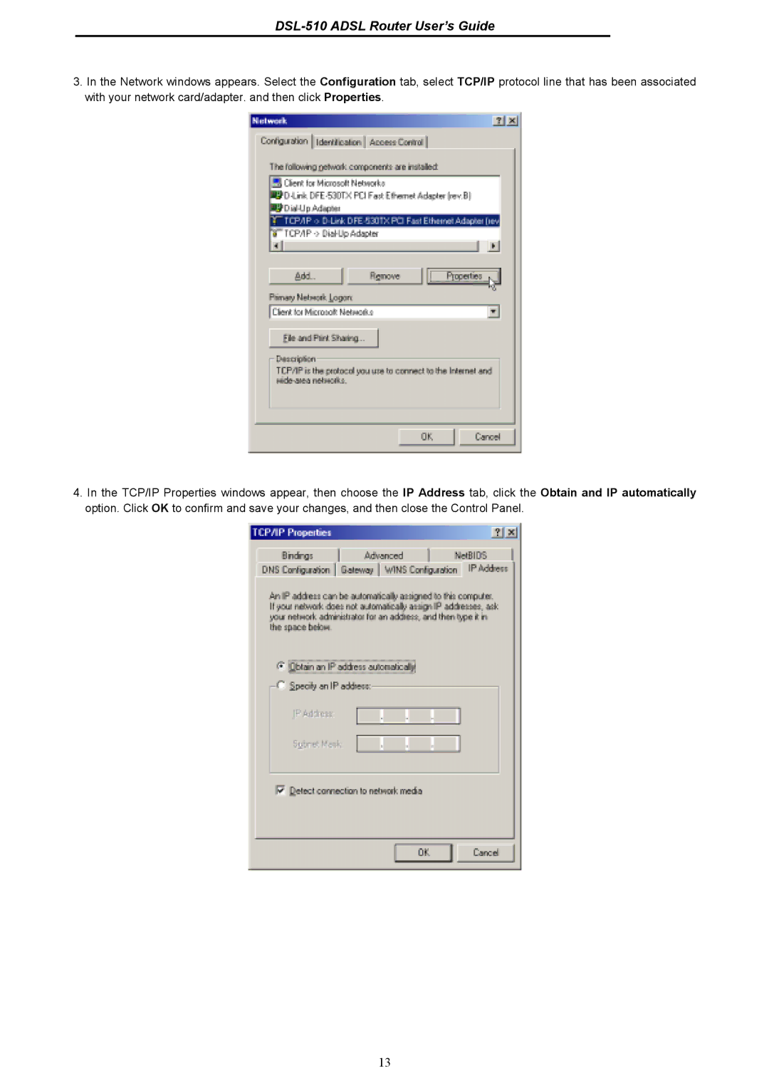 D-Link manual DSL-510 Adsl Router User’s Guide 