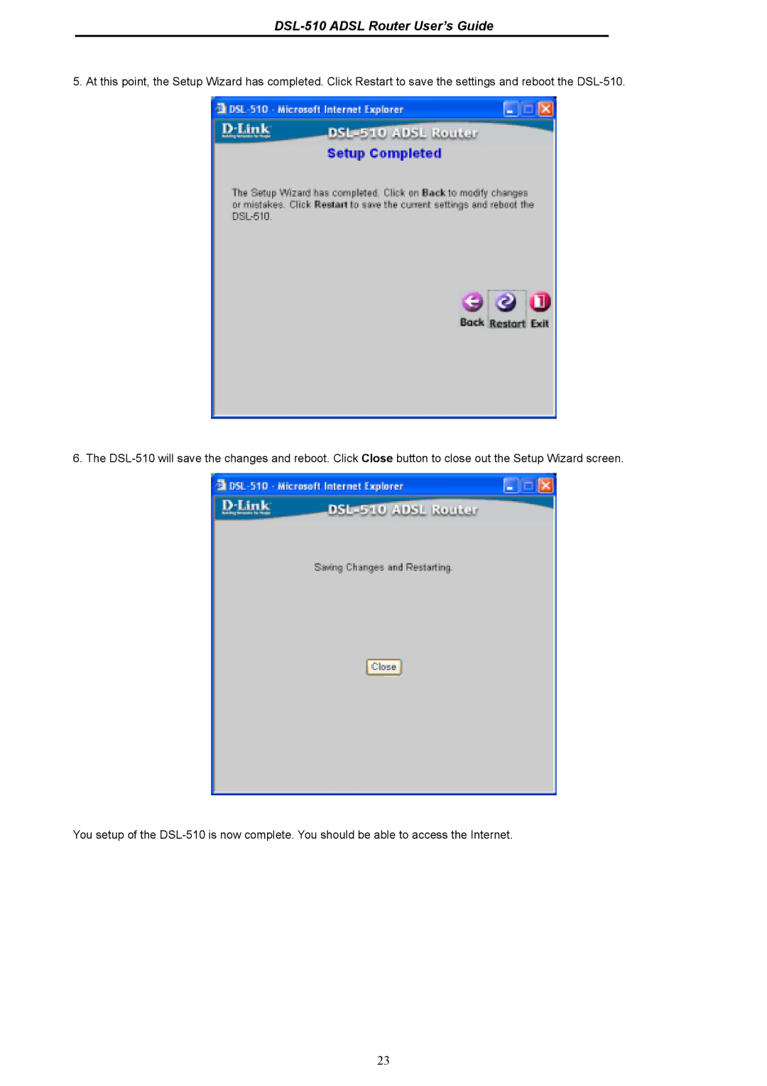 D-Link manual DSL-510 Adsl Router User’s Guide 