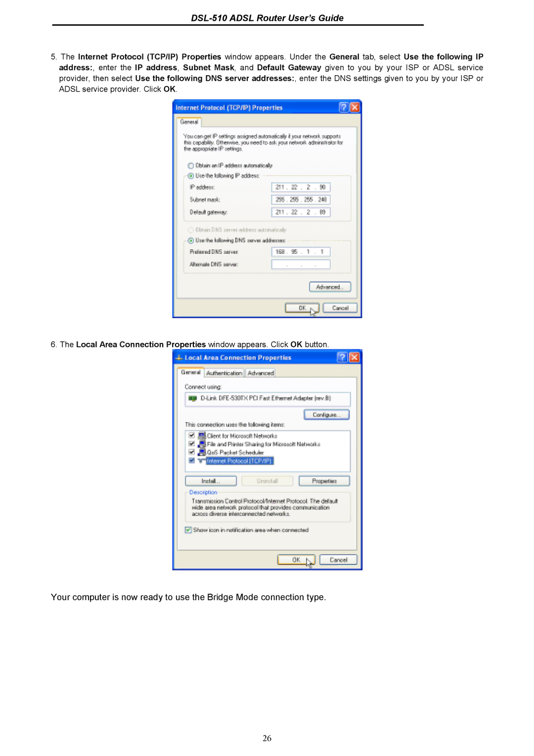 D-Link manual DSL-510 Adsl Router User’s Guide 