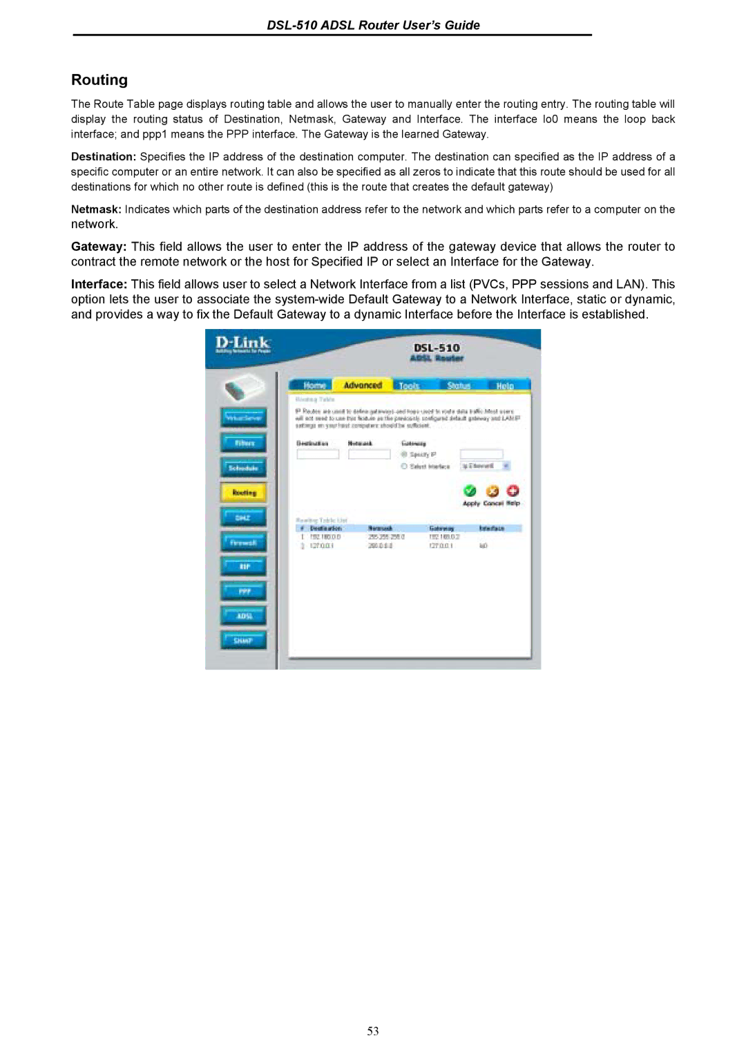 D-Link DSL-510 manual Routing 