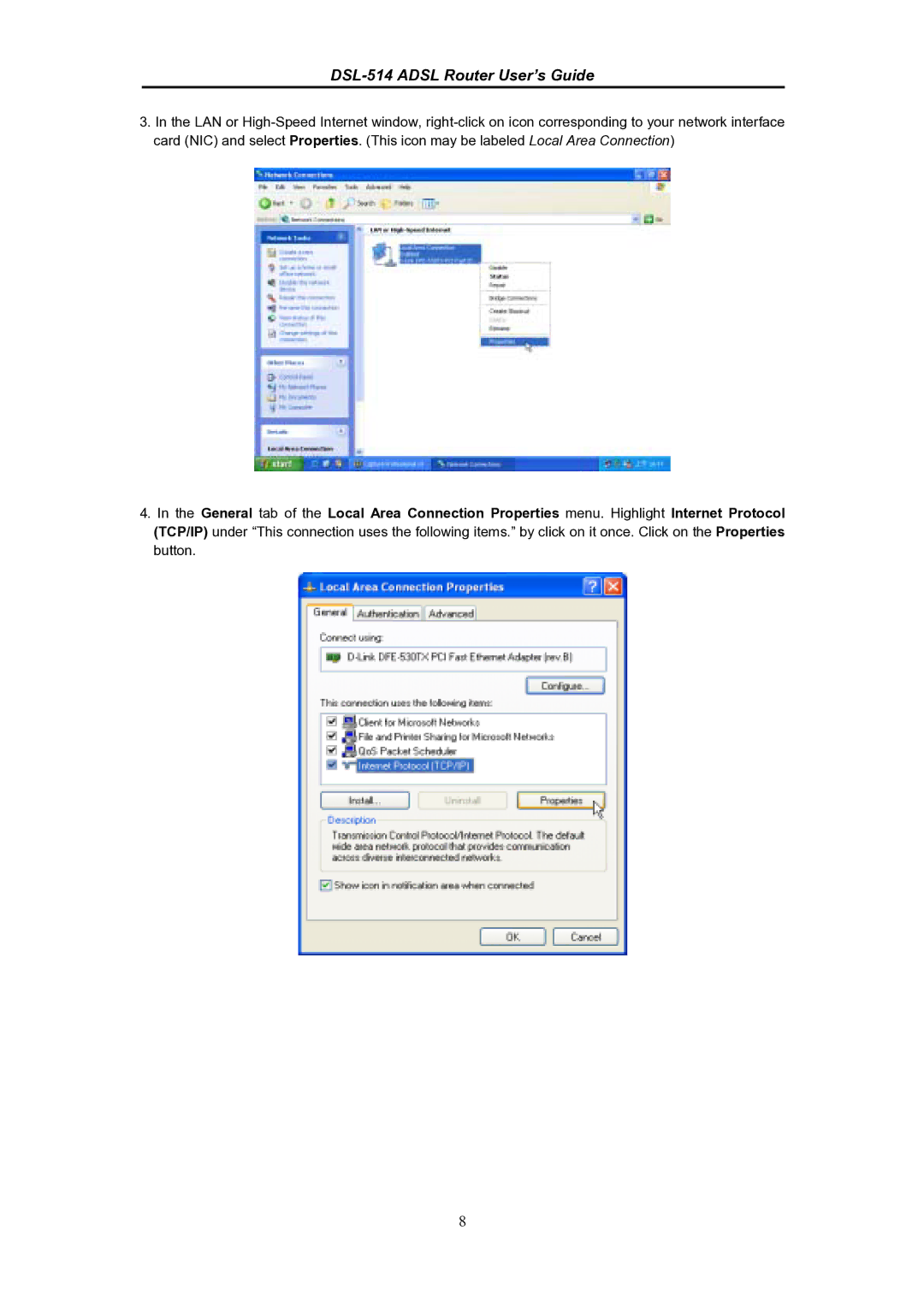 D-Link manual DSL-514 Adsl Router User’s Guide 