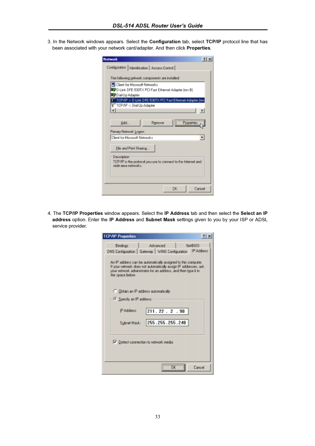 D-Link manual DSL-514 Adsl Router User’s Guide 