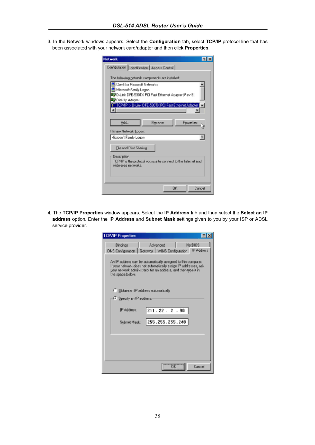 D-Link manual DSL-514 Adsl Router User’s Guide 