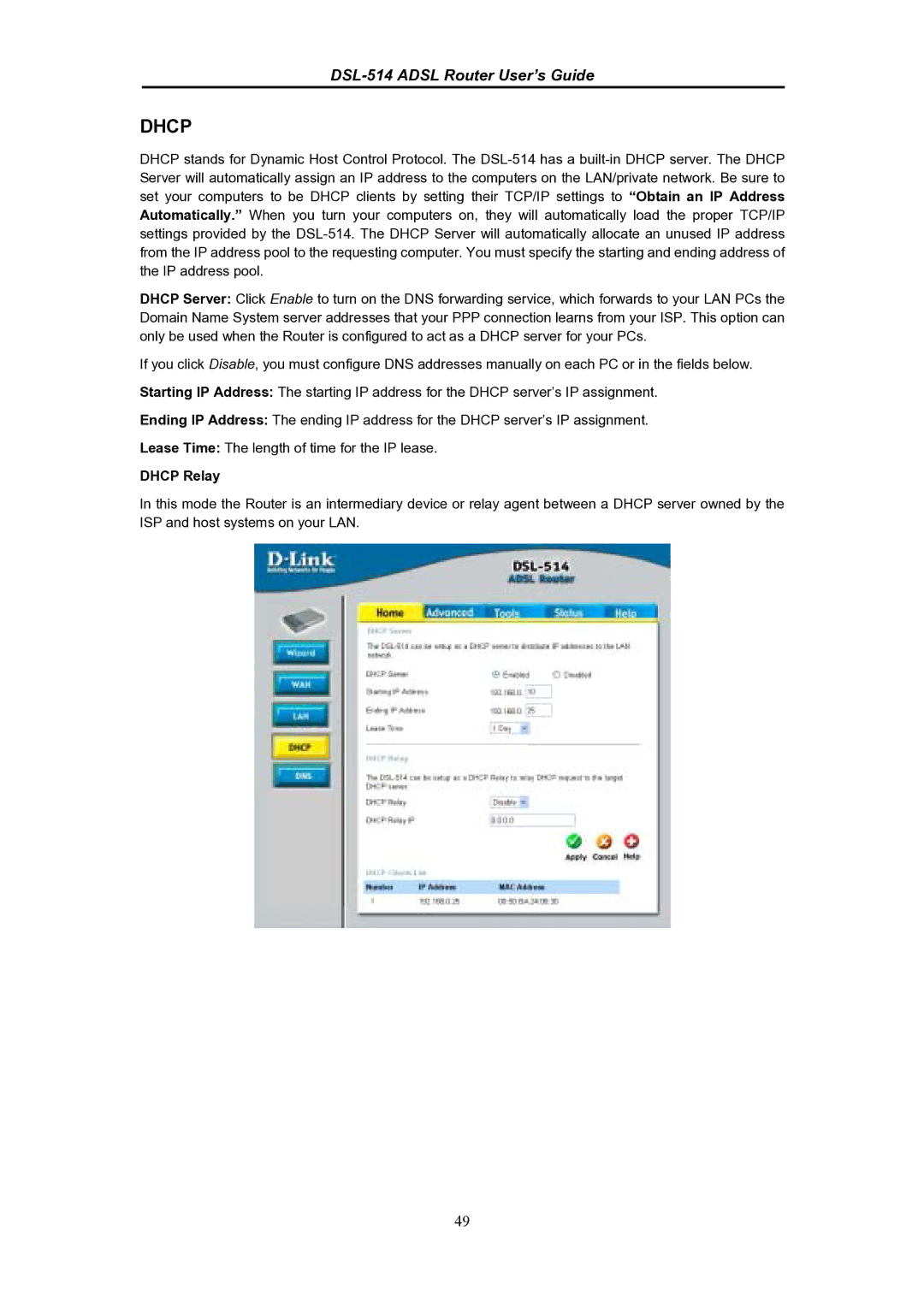 D-Link DSL-514 manual Dhcp Relay 