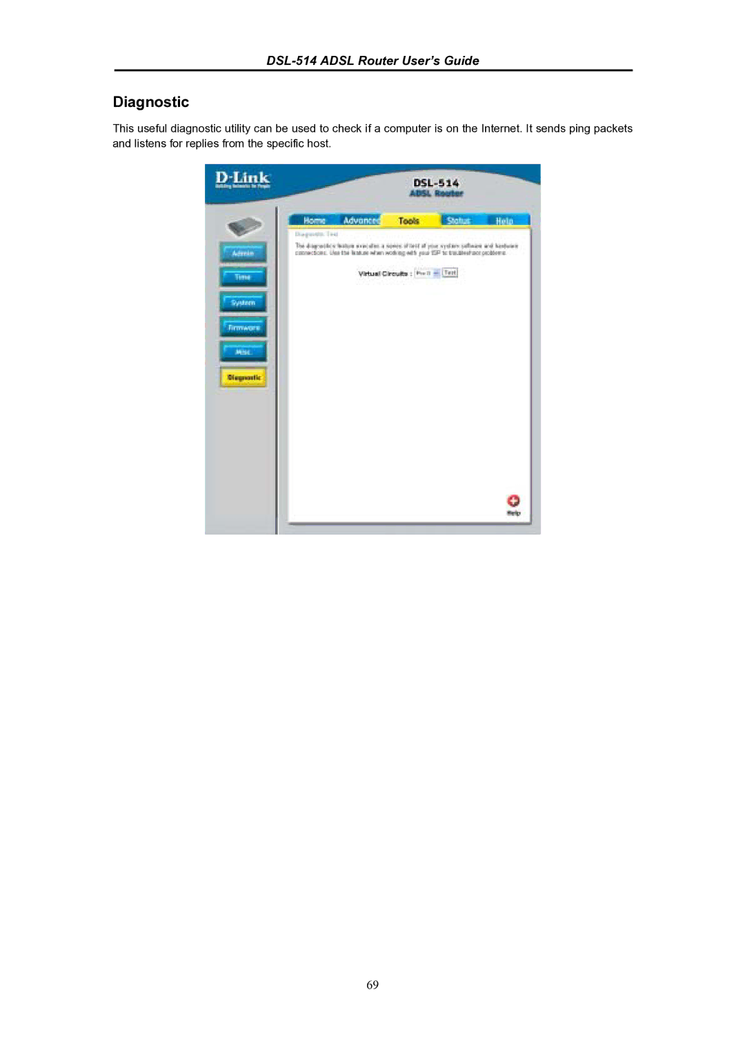 D-Link DSL-514 manual Diagnostic 