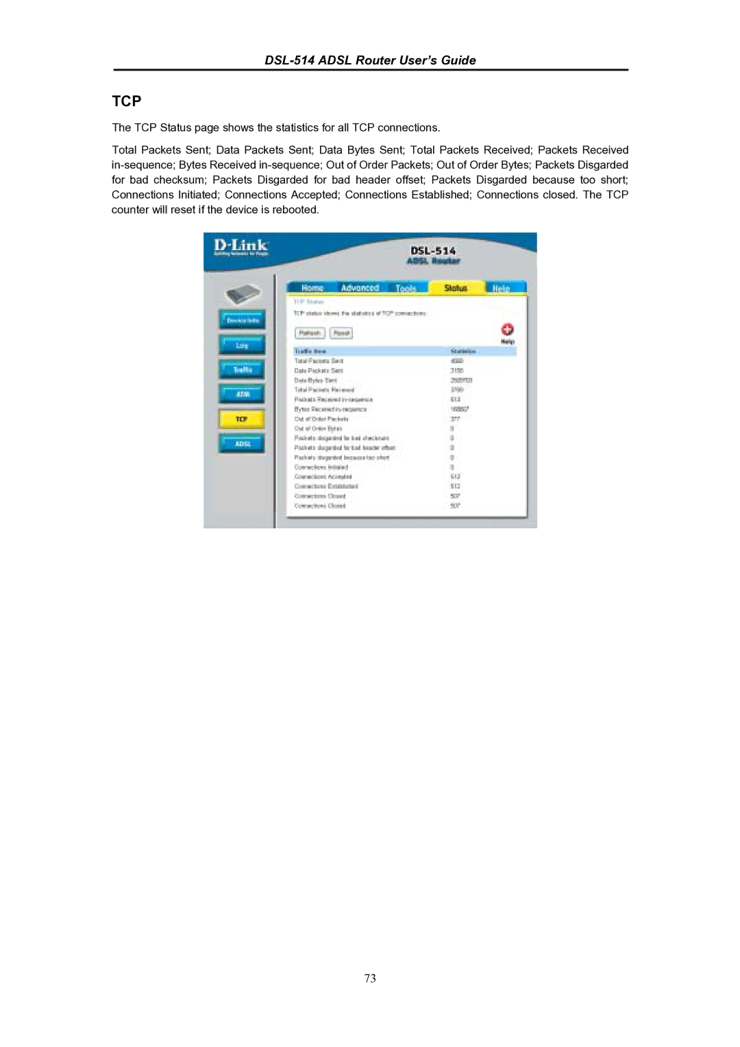 D-Link DSL-514 manual Tcp 