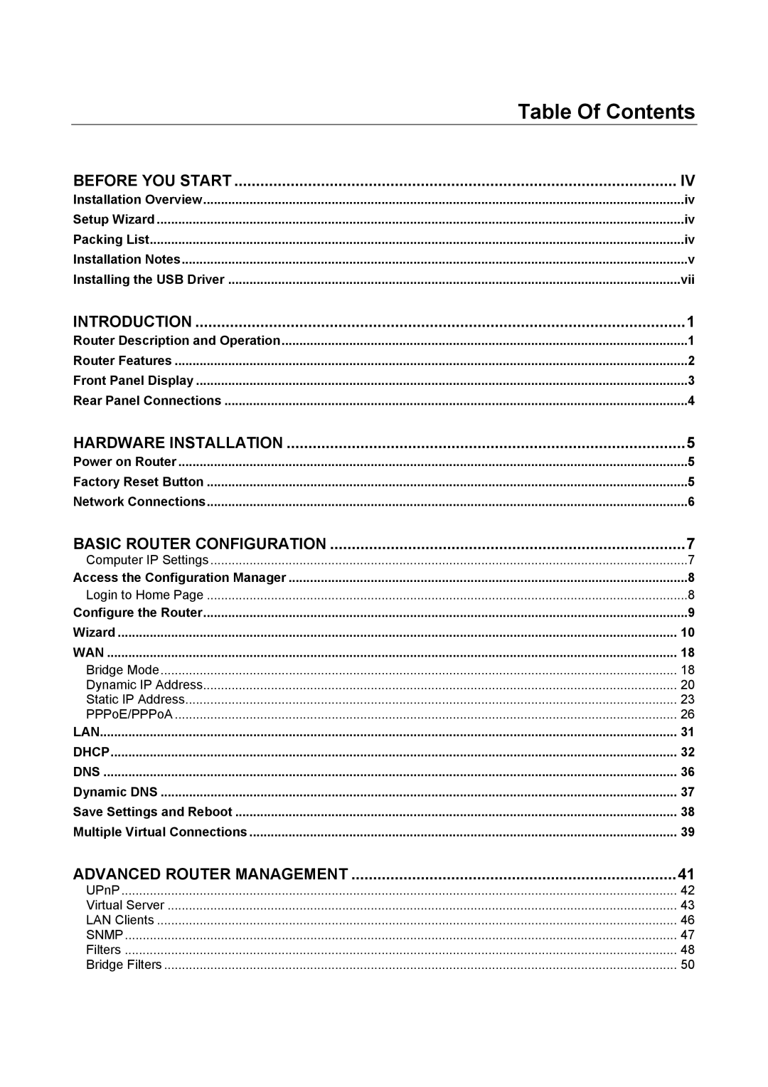 D-Link DSL-522T manual Table Of Contents 