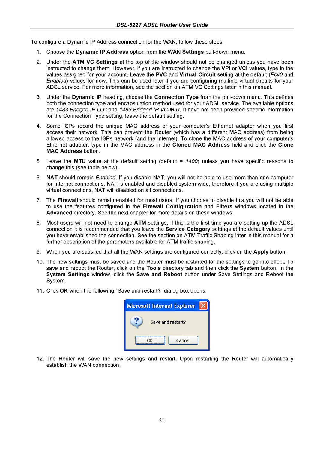 D-Link manual DSL-522T Adsl Router User Guide 