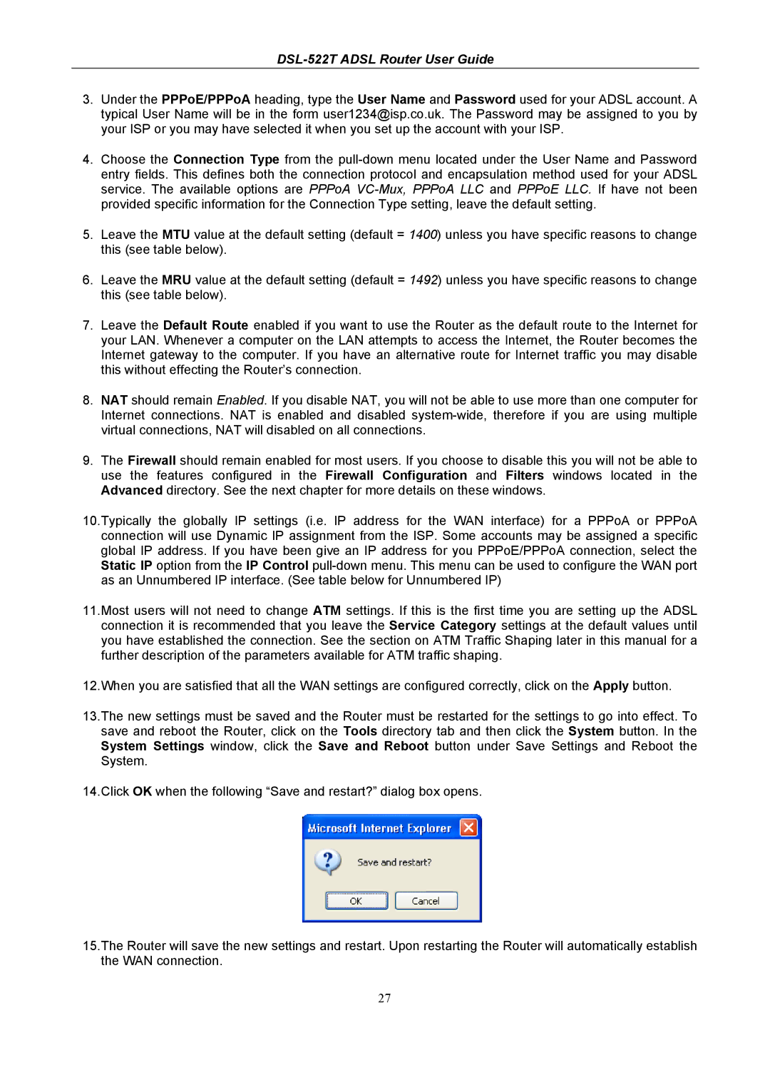 D-Link manual DSL-522T Adsl Router User Guide 