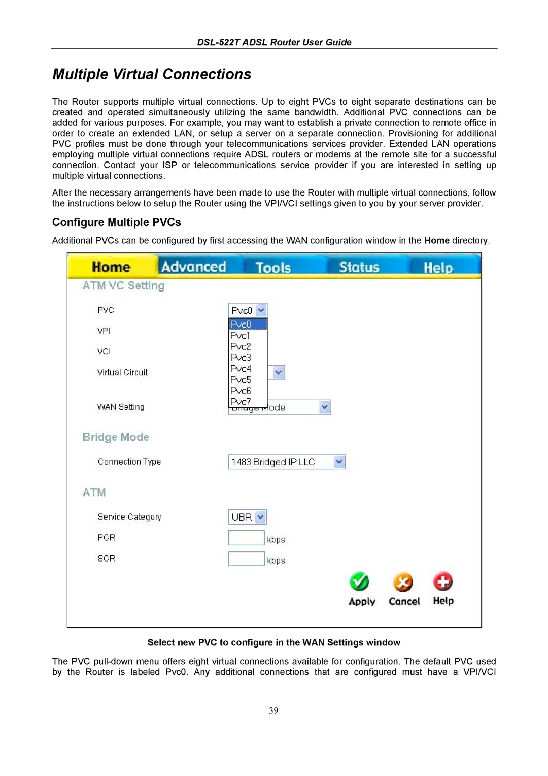 D-Link DSL-522T manual Multiple Virtual Connections, Configure Multiple PVCs 