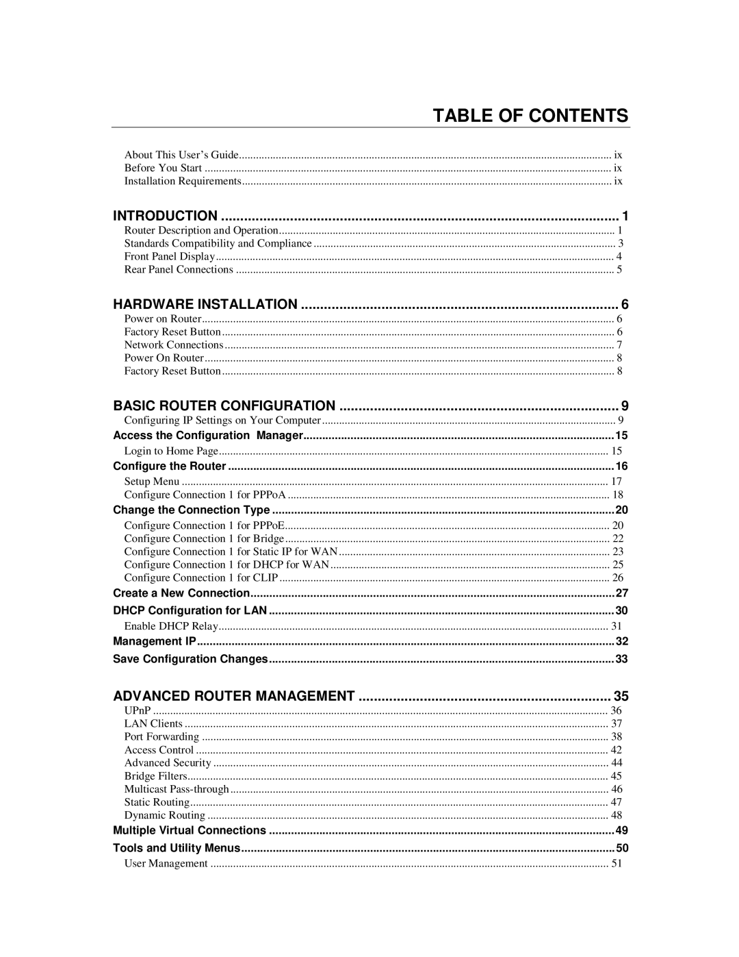 D-Link DSL-564T manual Table of Contents 