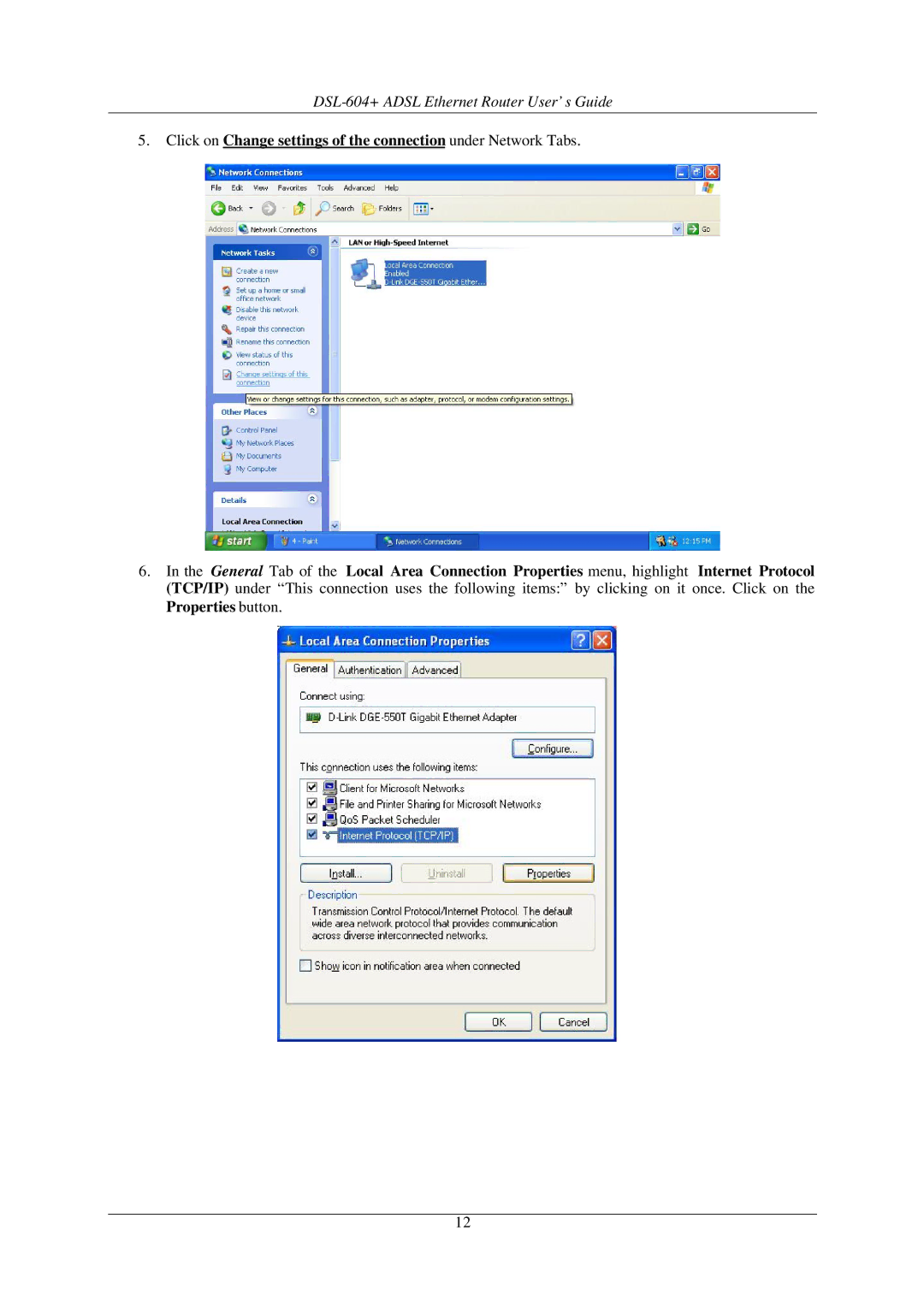 D-Link manual DSL-604+ Adsl Ethernet Router User’s Guide 