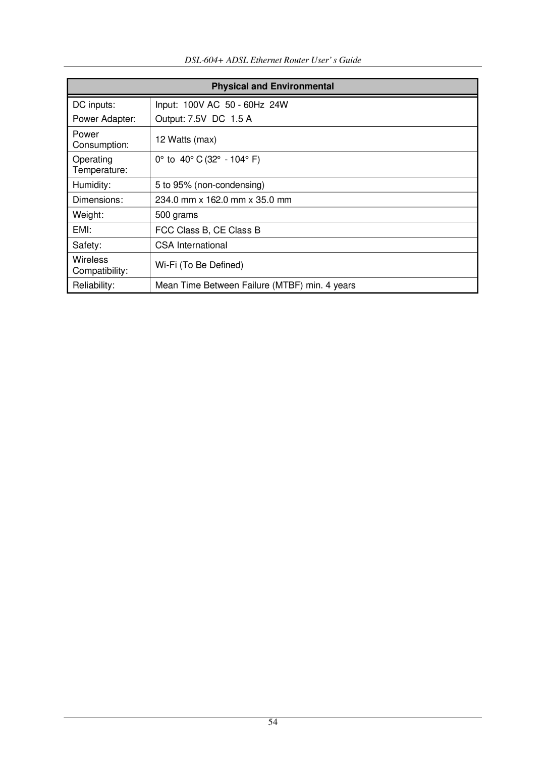 D-Link DSL-604+ manual Physical and Environmental, Emi 