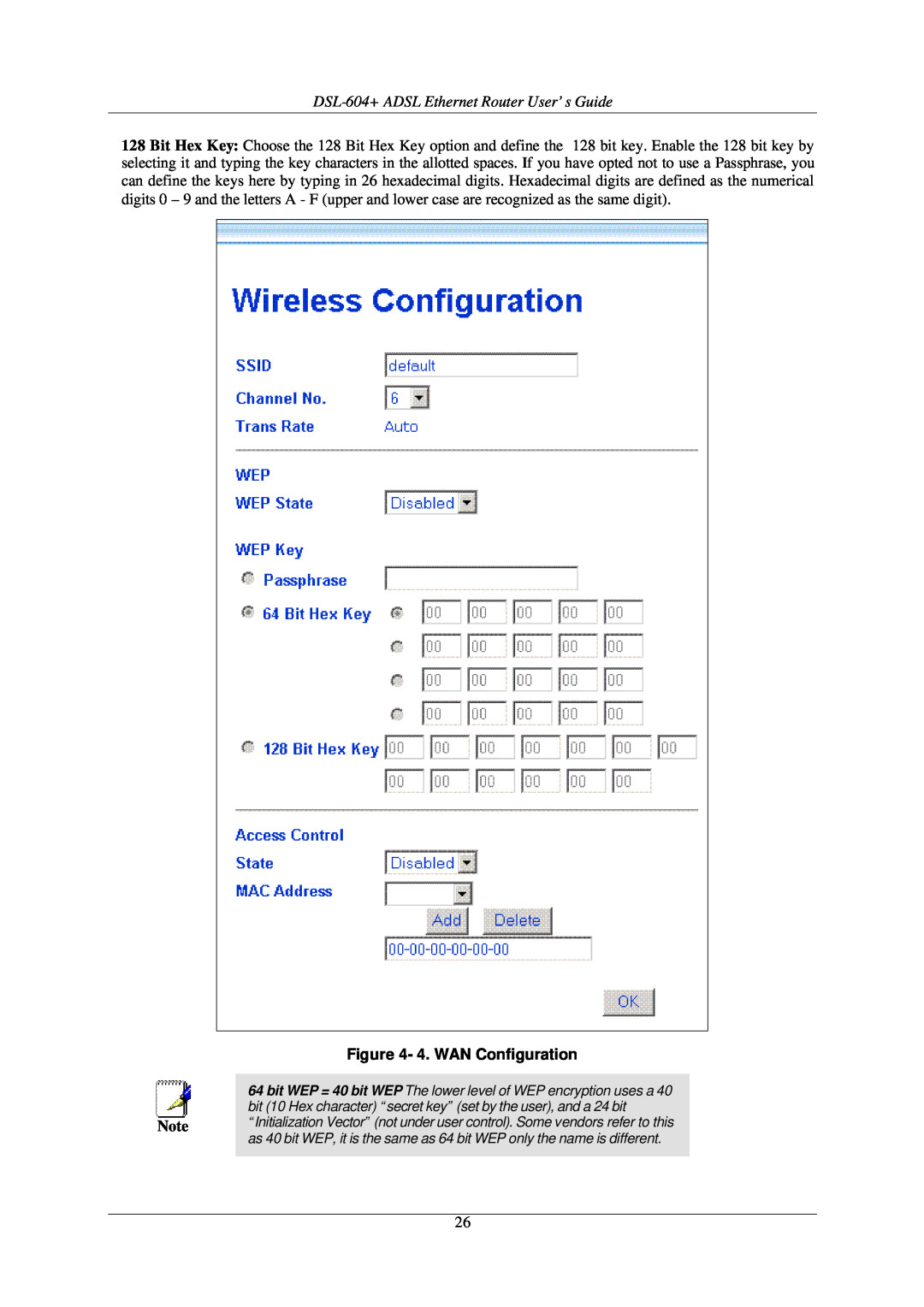 D-Link manual DSL-604+ ADSL Ethernet Router User’s Guide, 4. WAN Configuration 