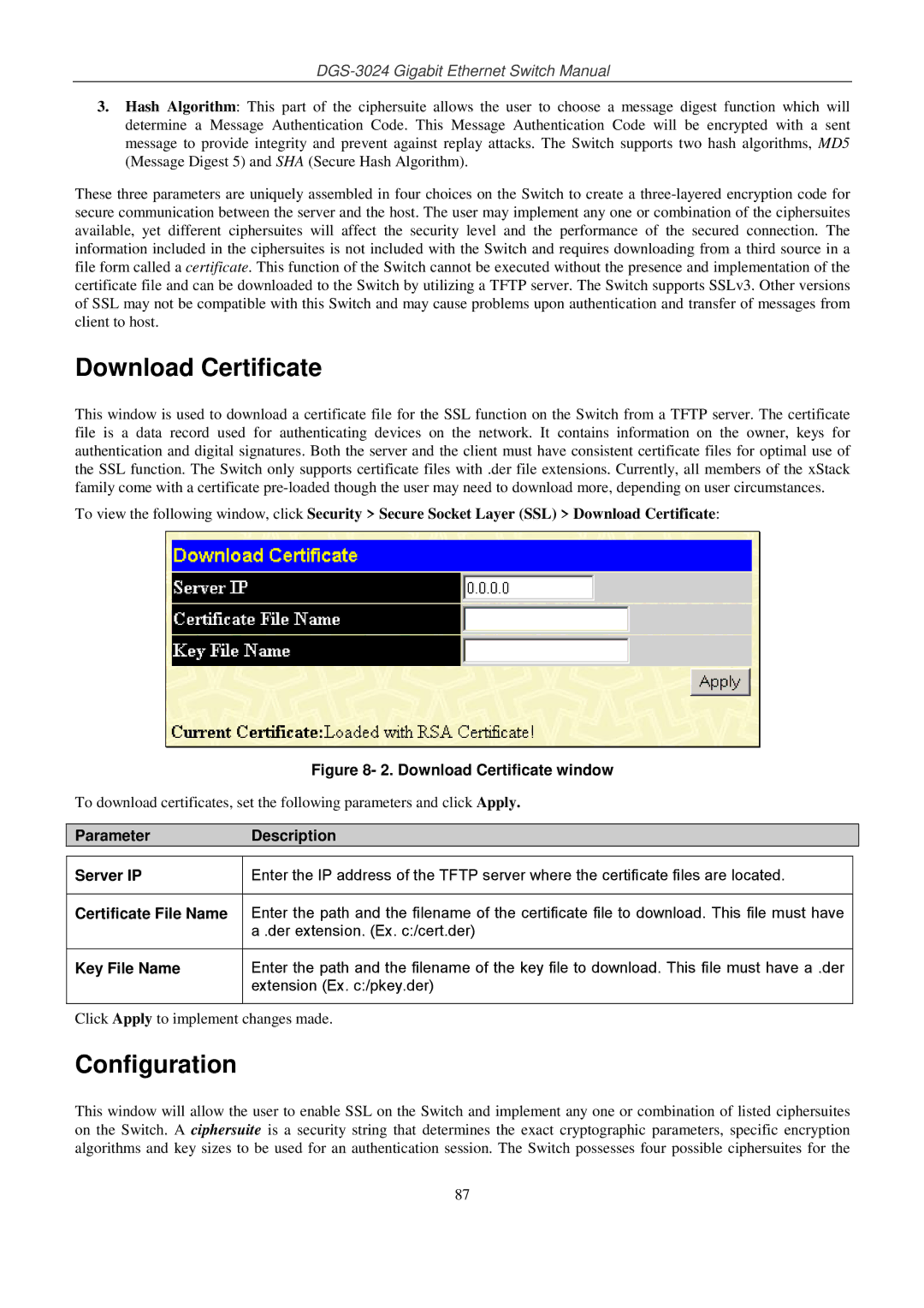 D-Link DSL-G604T manual Download Certificate, Configuration 