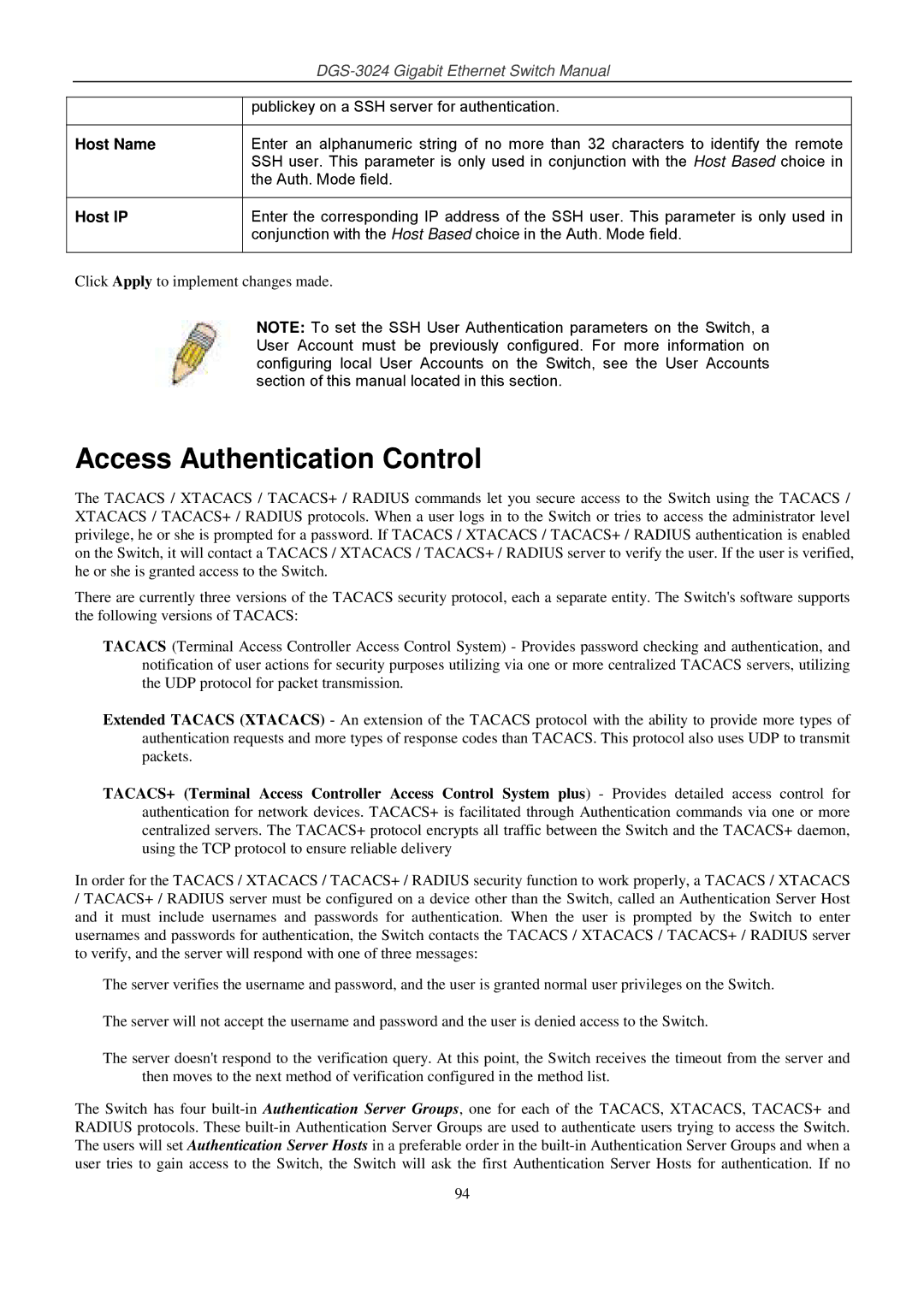 D-Link DSL-G604T manual Access Authentication Control, Host Name, Host IP 