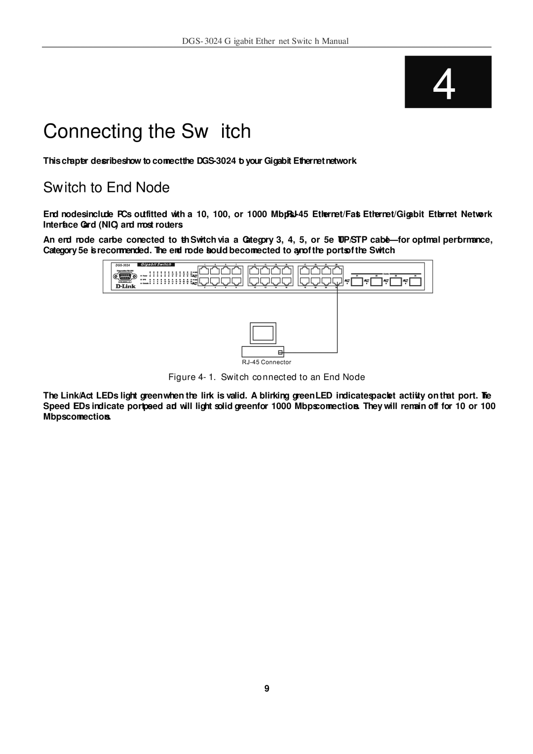 D-Link DSL-G604T manual Switch to End Node, Switch connected to an End Node 