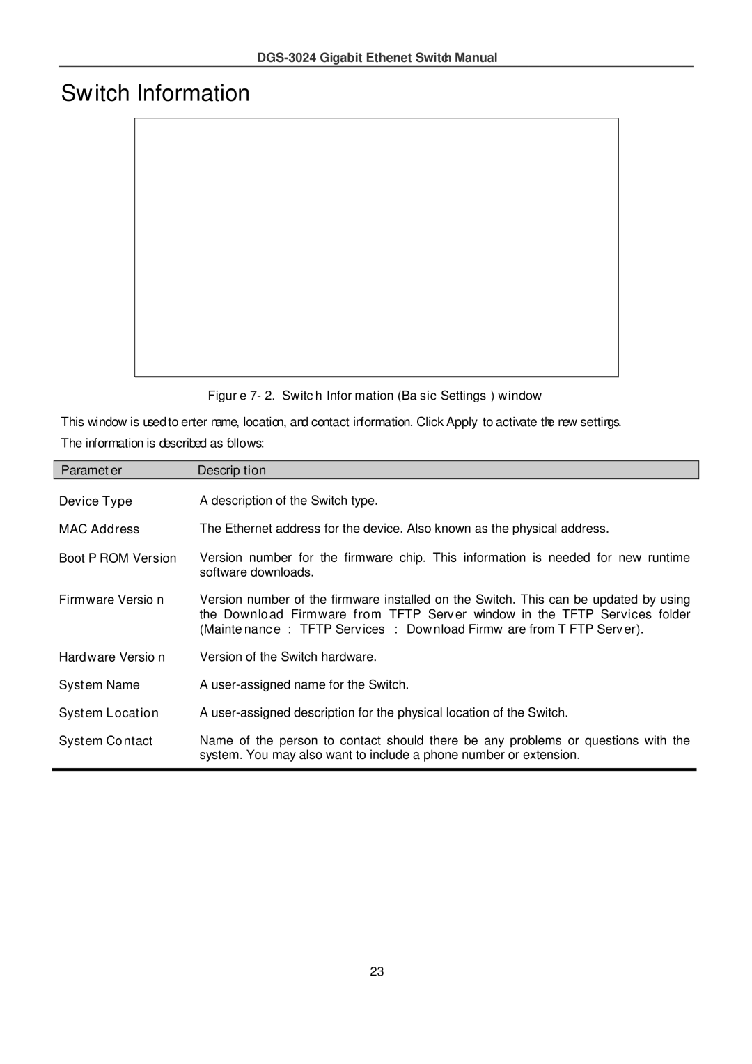 D-Link DSL-G604T manual Switch Information 