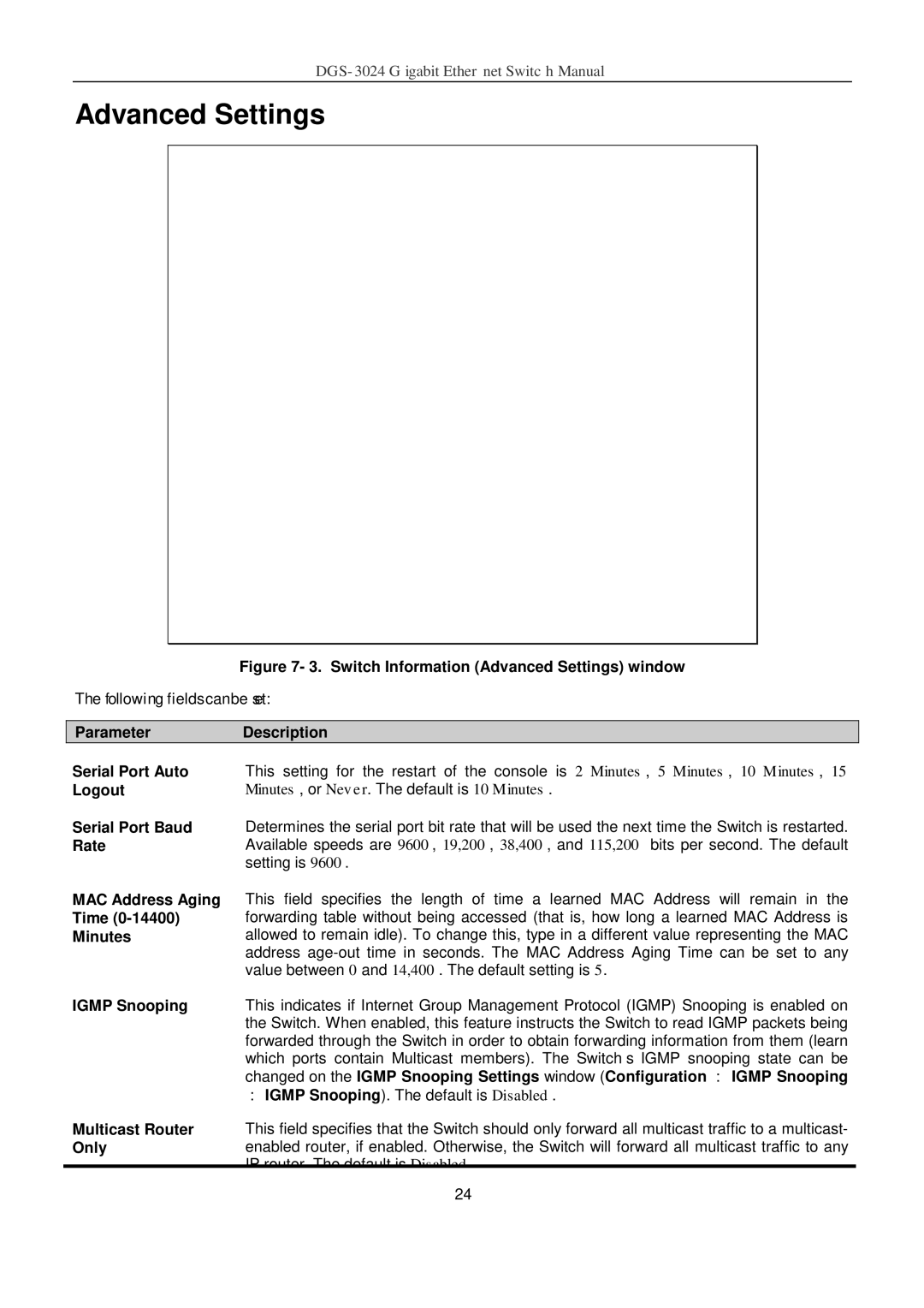 D-Link DSL-G604T manual Advanced Settings, Igmp Snooping Multicast Router Only 