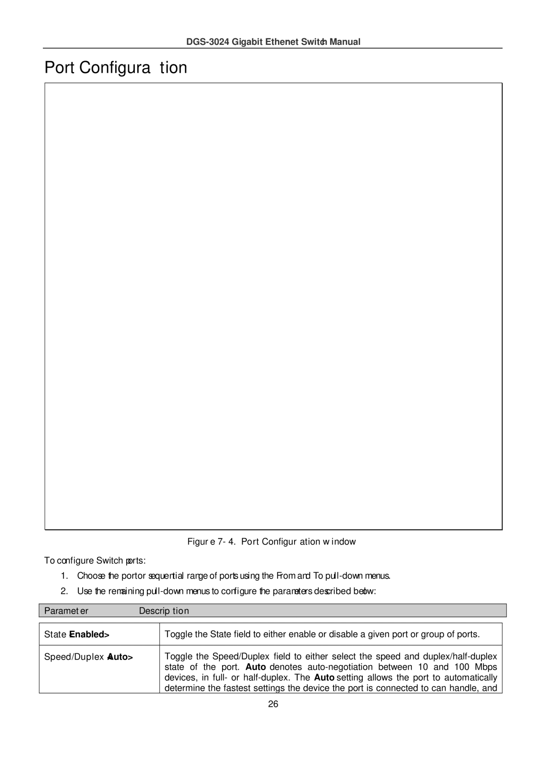 D-Link DSL-G604T manual Port Configuration, Parameter Description 