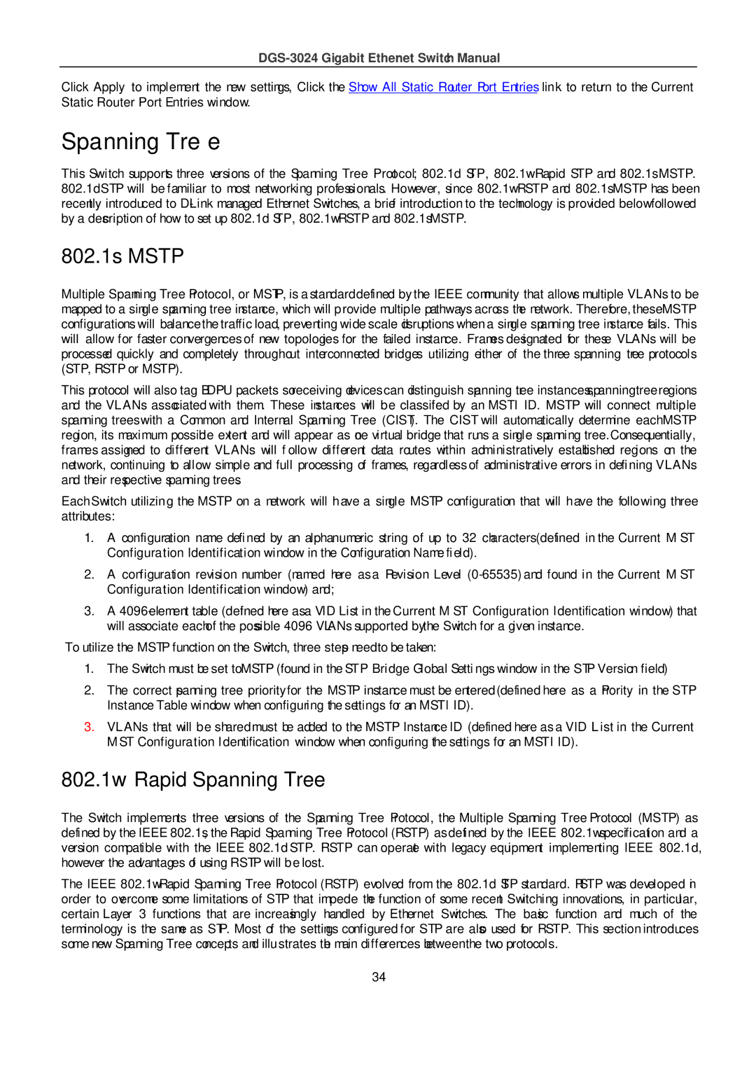 D-Link DSL-G604T manual 802.1s Mstp, 802.1w Rapid Spanning Tree 