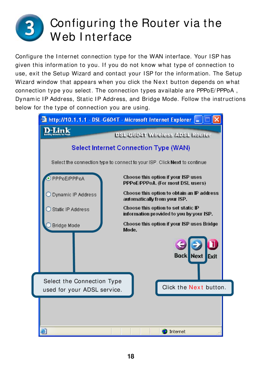 D-Link DSL-G604T specifications Used for your Adsl service 