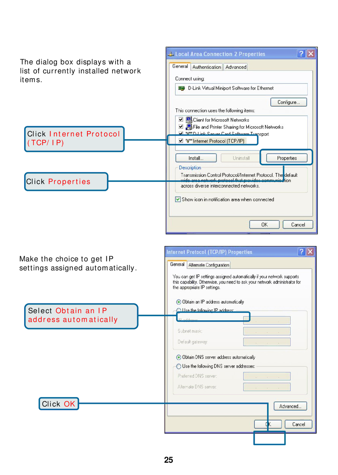 D-Link DSL-G604T specifications Click OK 