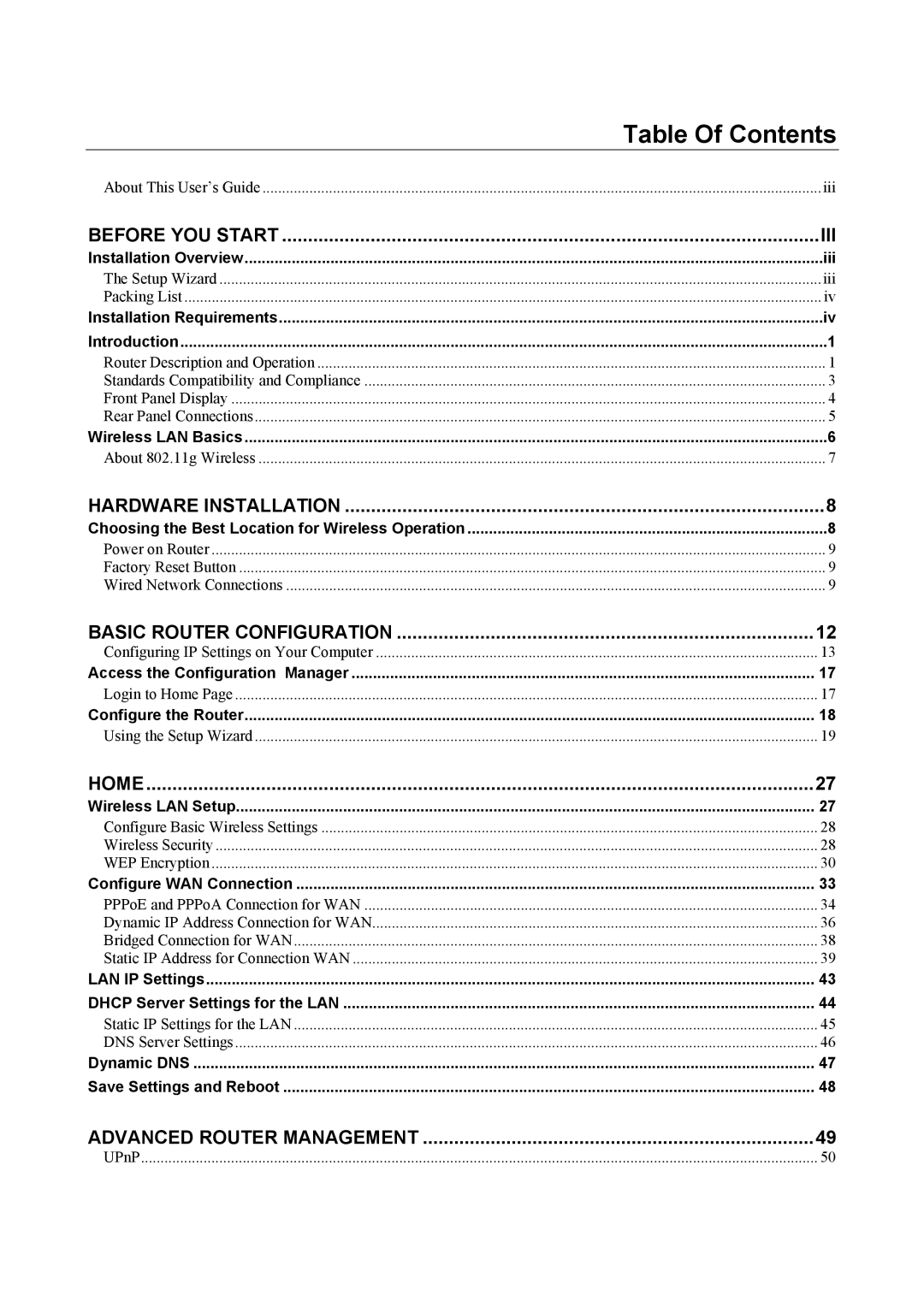 D-Link D-Link Wireless ADSL Router, DSL-G624T manual Table Of Contents 