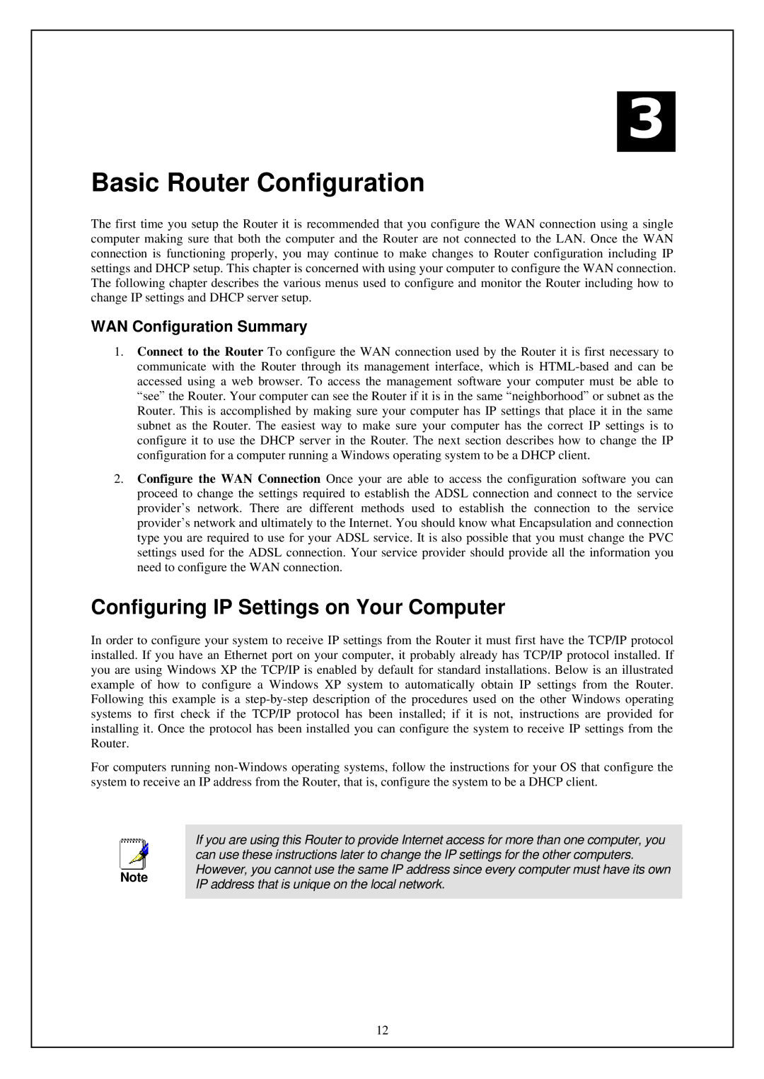 D-Link DSL-G664T manual Basic Router Configuration, Configuring IP Settings on Your Computer, WAN Configuration Summary 